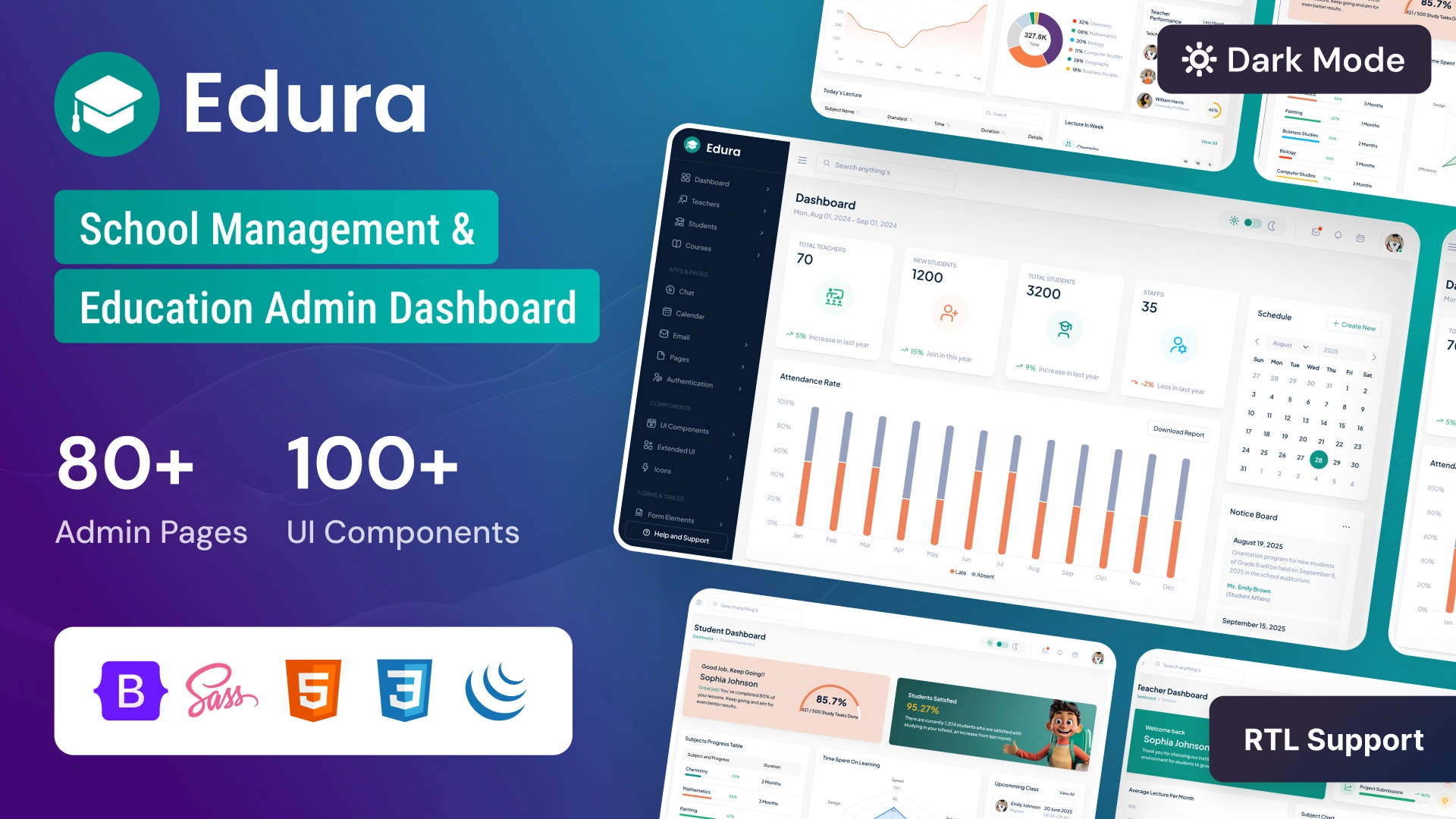 Edura - School Management & Education Admin Dashboard Template