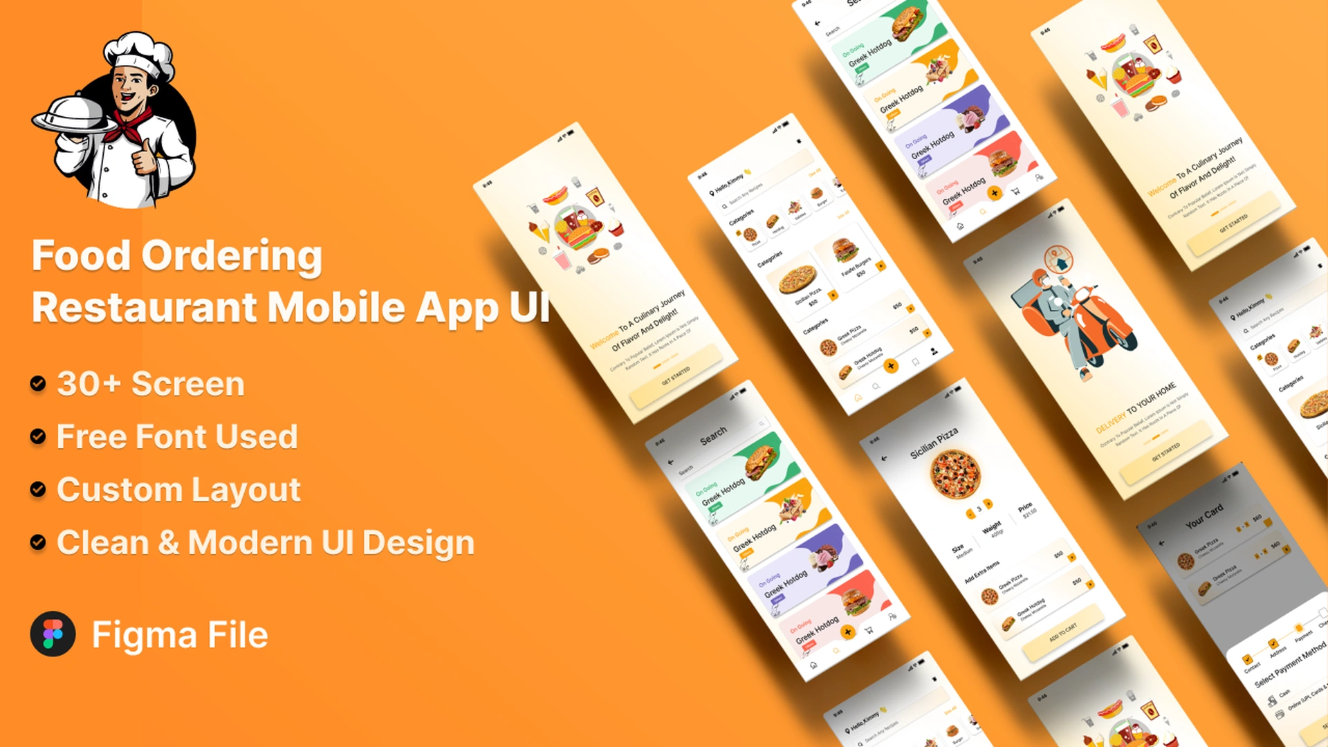 Food Pro - Food Delivery Mobile App Figma UI Template