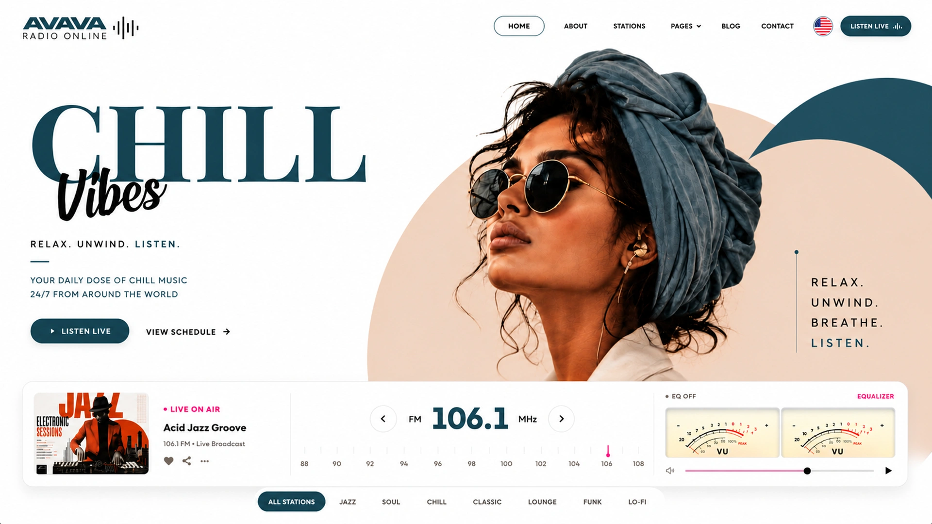 Avava Chill - HTML Online Radio Station Website Template