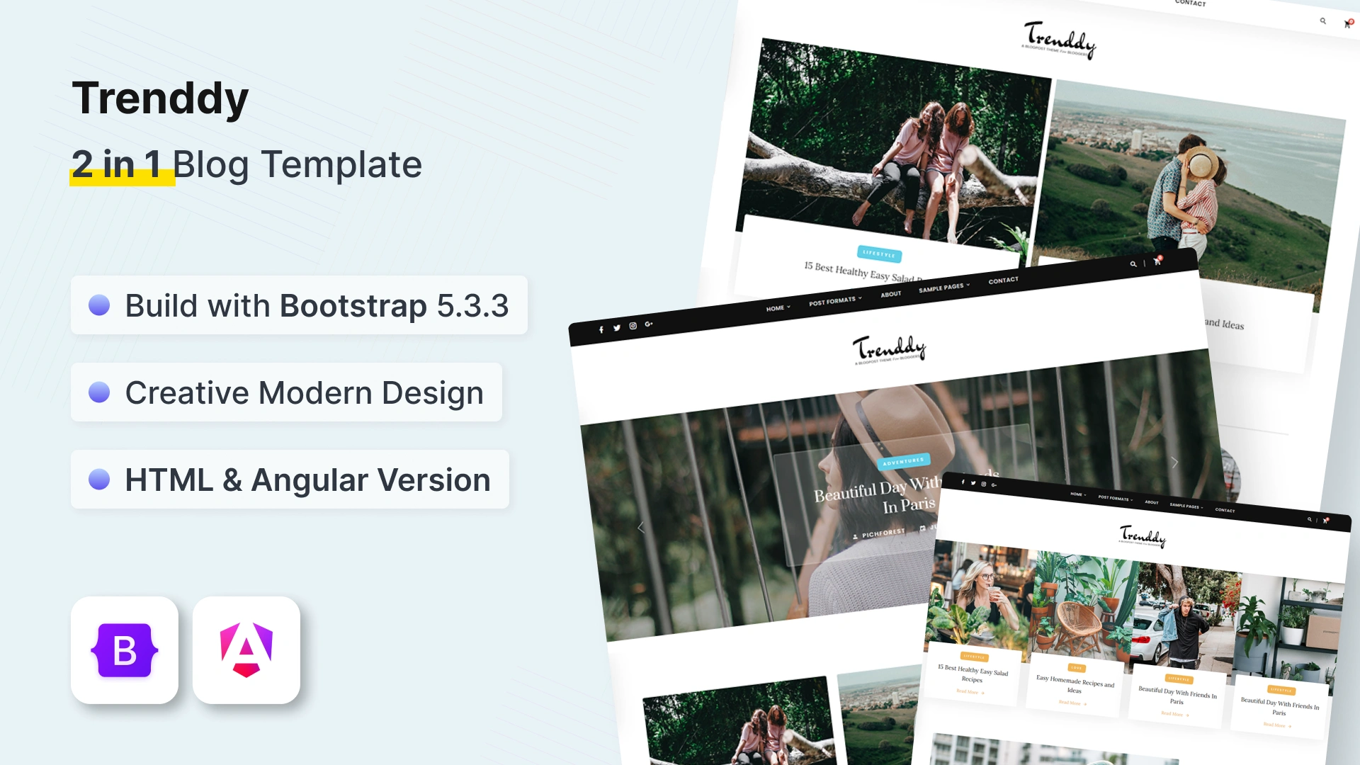 Trenddy - 2 in 1 HTML & Angular Blog Template