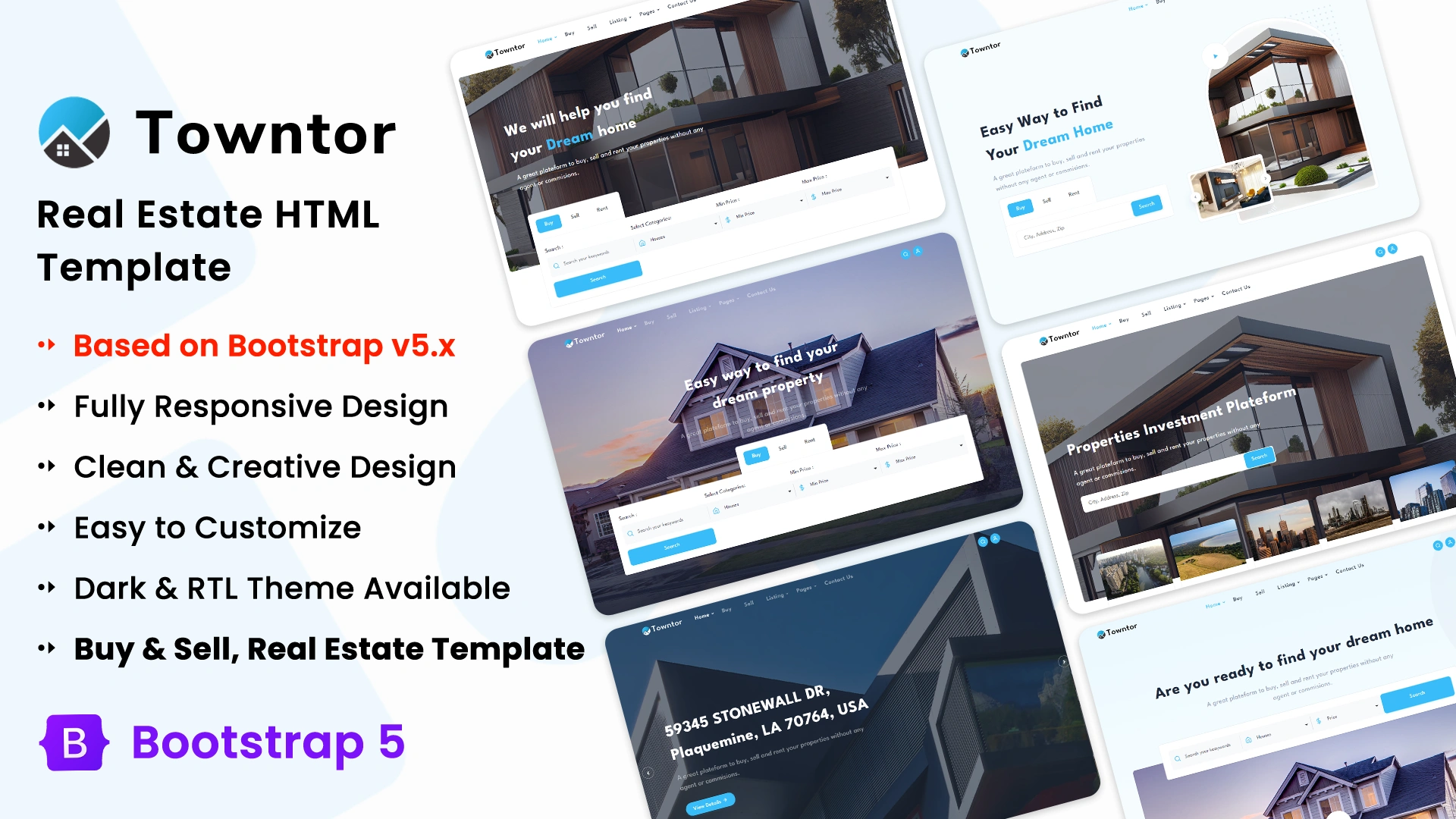 Towntor - Real Estate Bootstrap 5 Landing Template