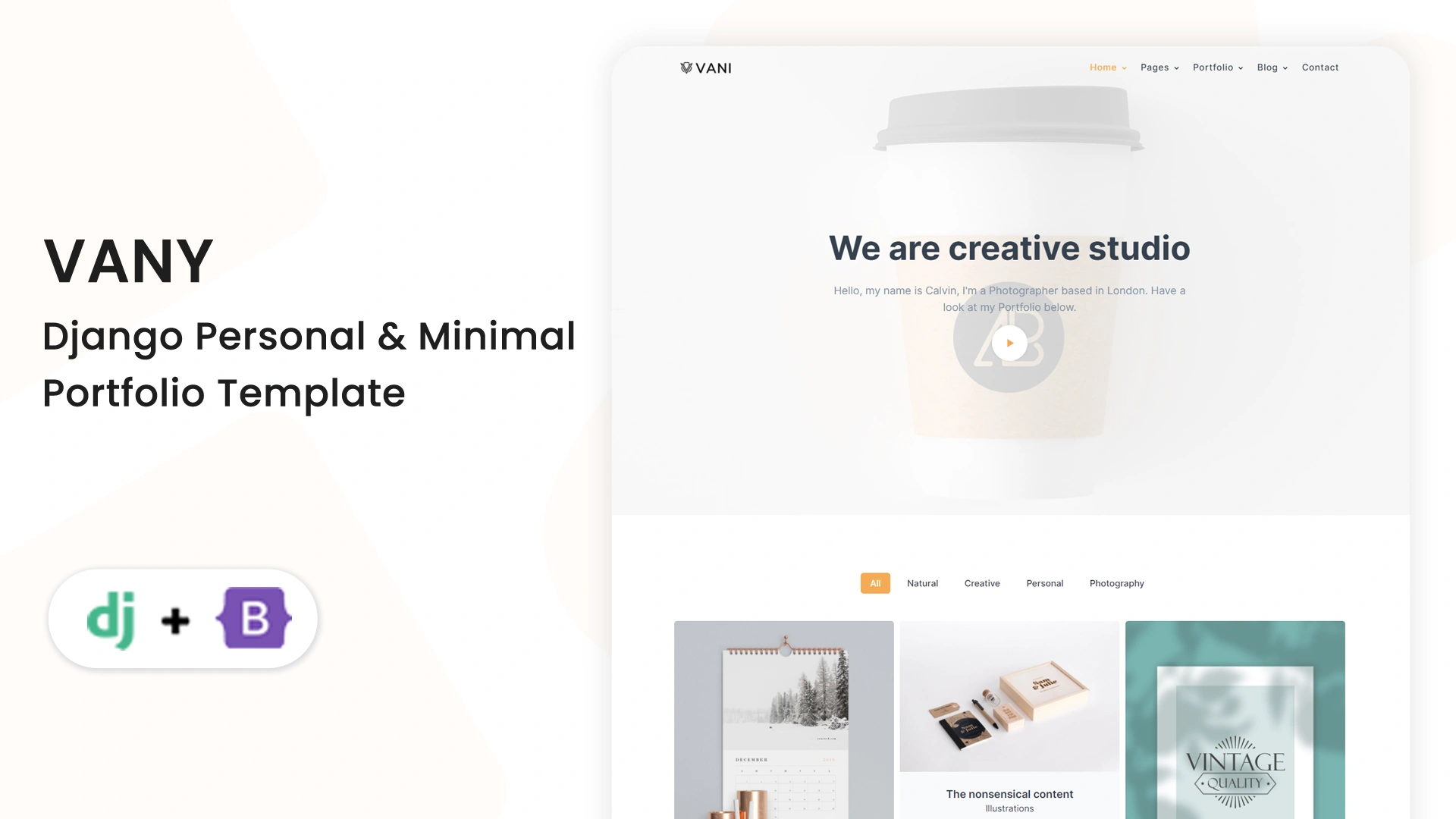Vany - Django Minimal Personal & Creative Studio Portfolio Template