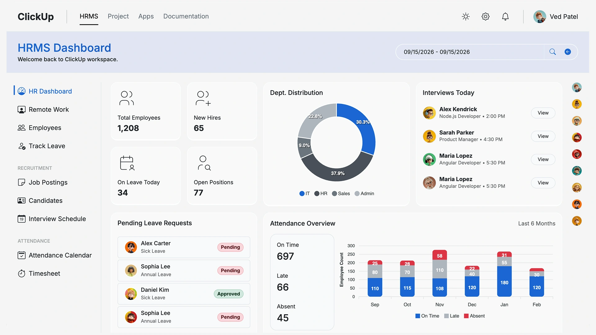 ClickUp - HR and Project Admin Dashboard Template