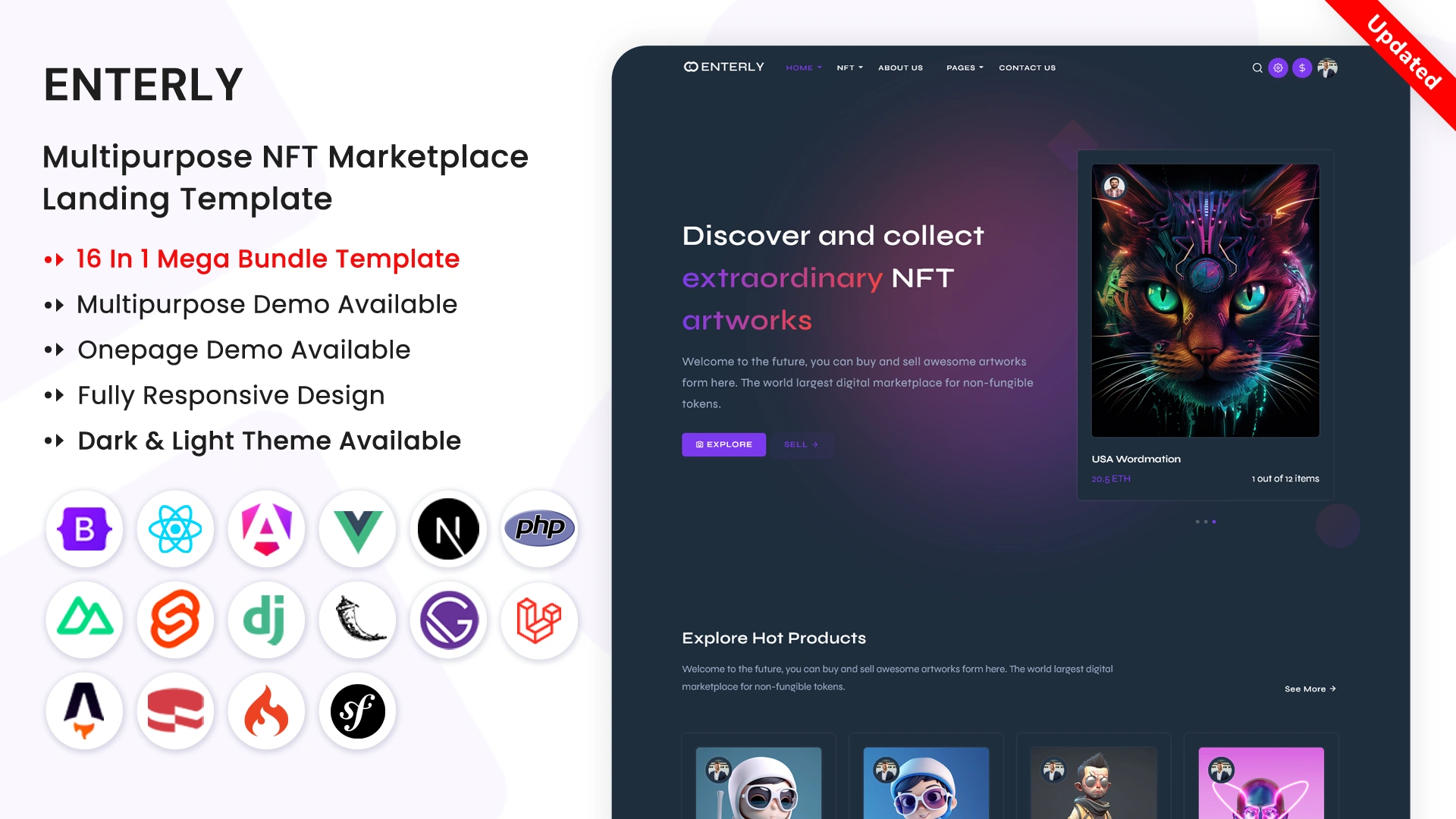 Enterly - 16 in 1 Bundle NFT Marketplace Template
