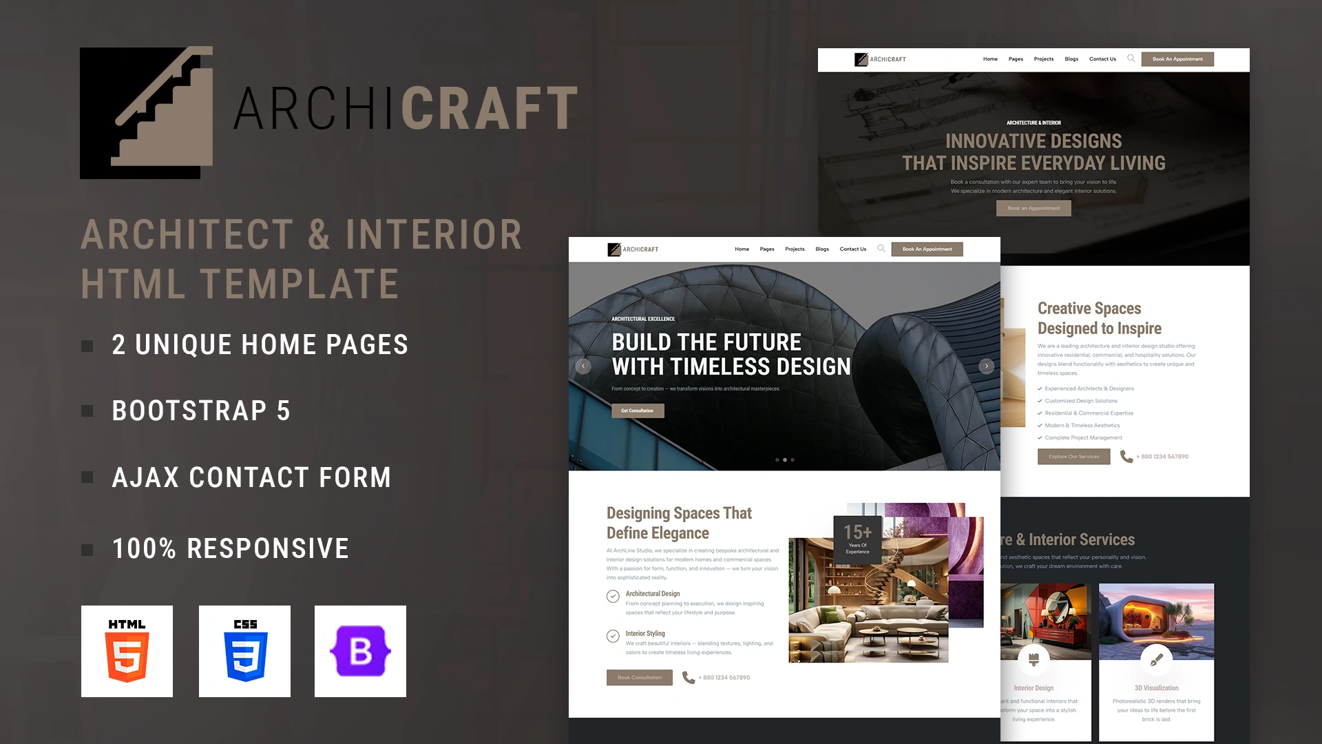 ArchiCraft - Architecture & Interior Design HTML Template - Wrapmarket