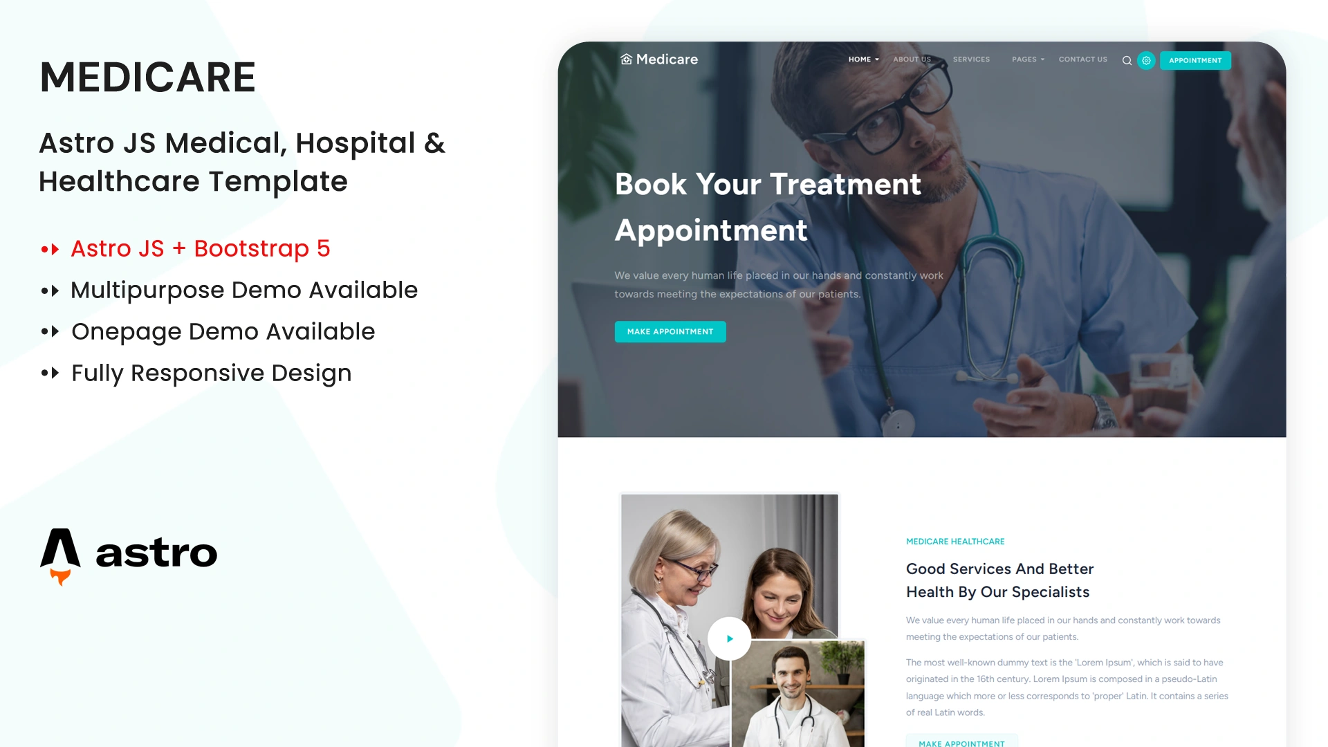 Medicare - Astro Multipurpose Medical & Hospital Template