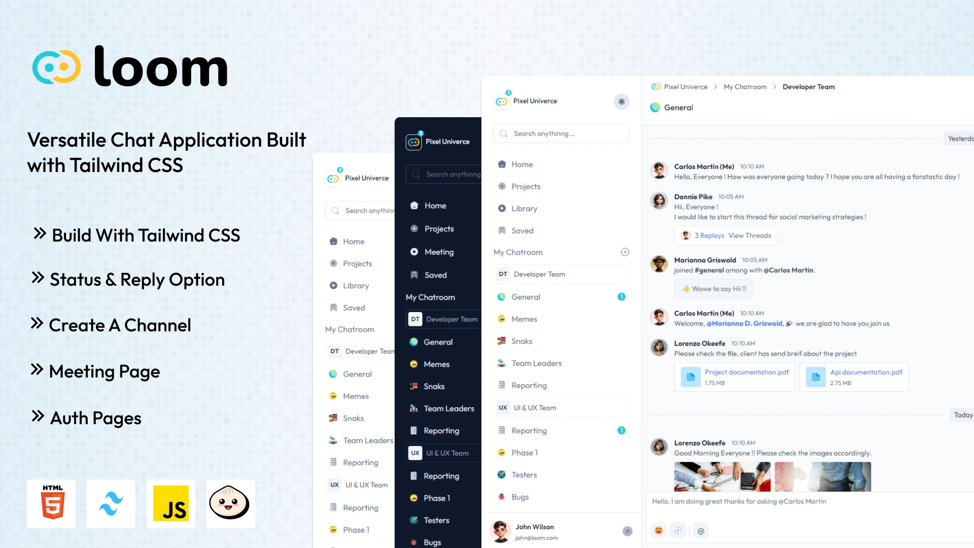 Loom - Tailwind CSS Ultimate Chat UI Kit HTML Template