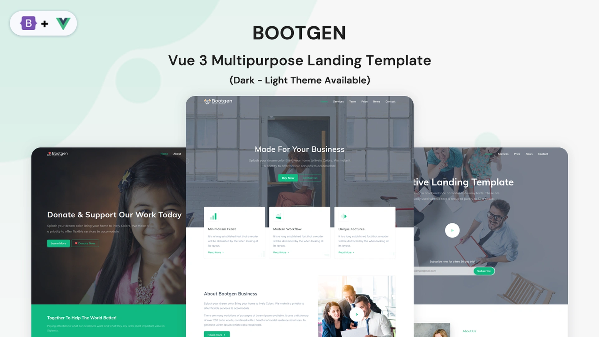 Bootgen - Vue.js Multipurpose Landing Template