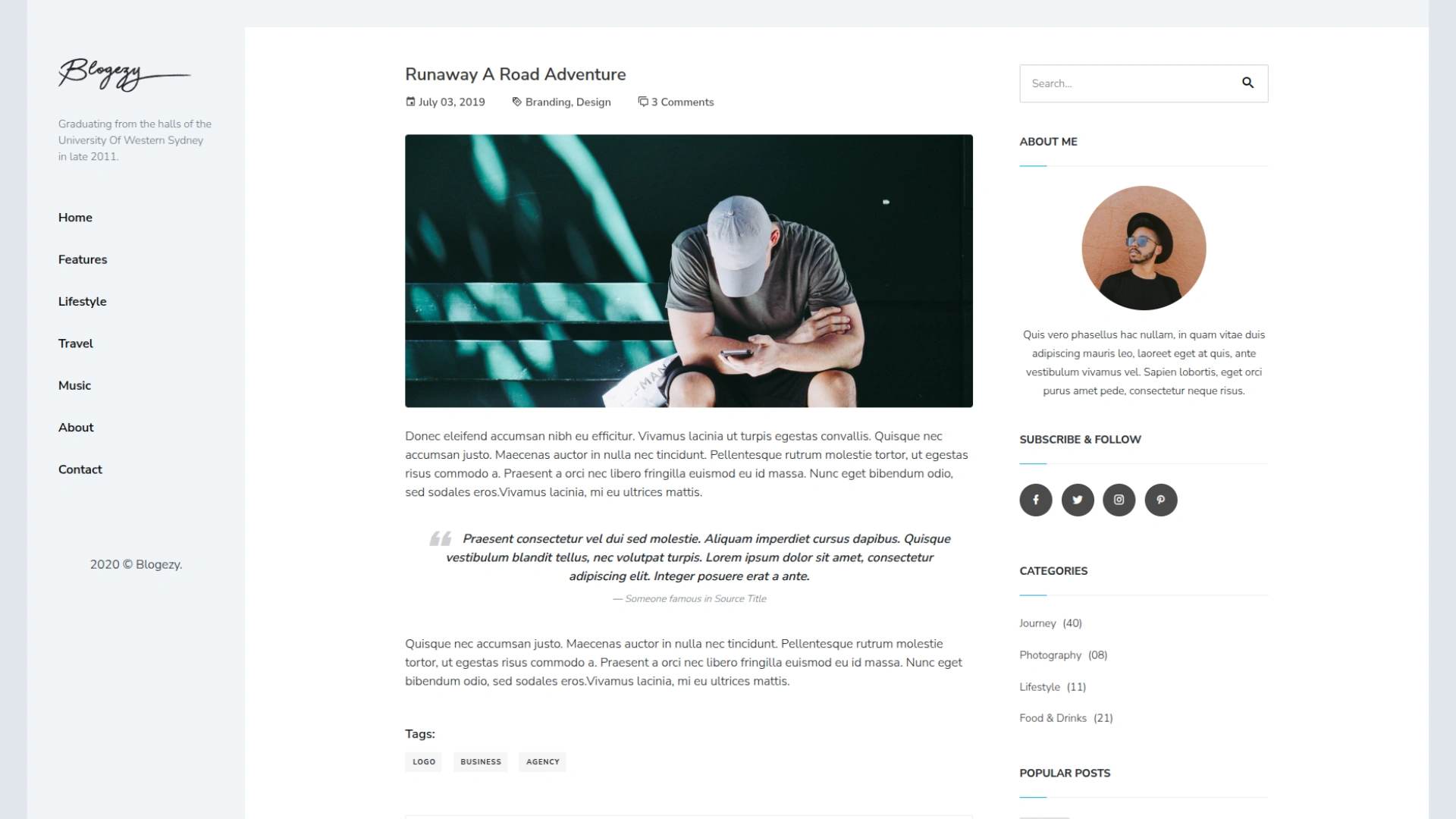 Blogezy - Bootstrap Blog Template
