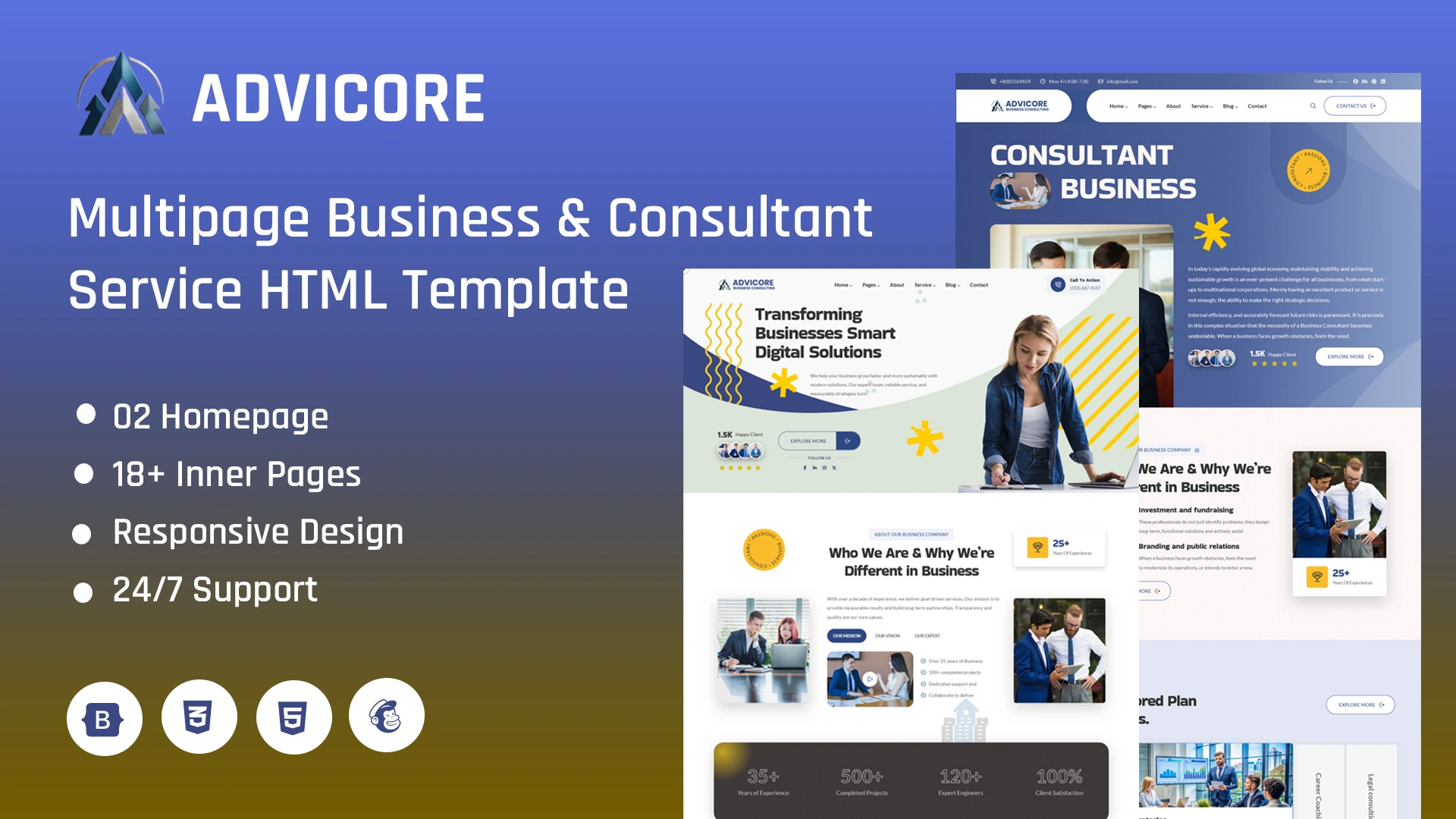 AdviCore - Modern Business & Consulting HTML Template