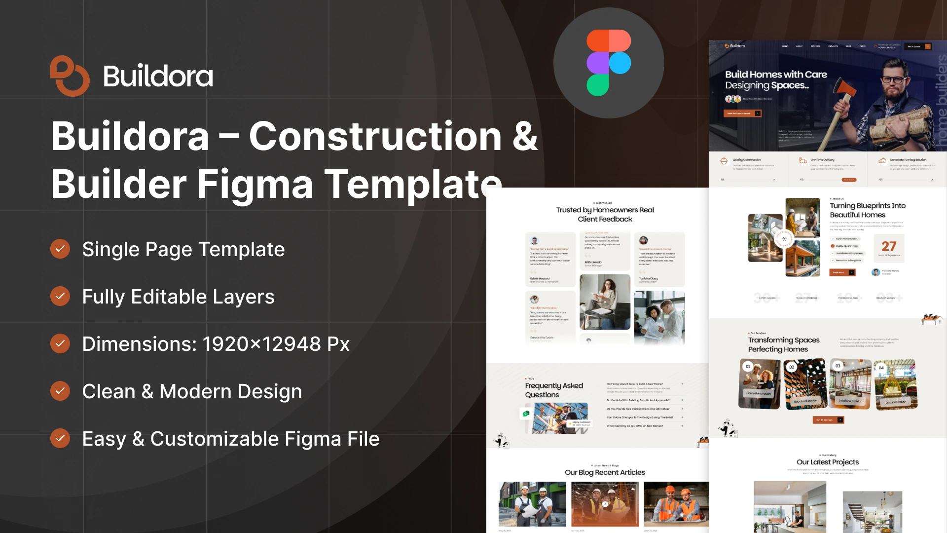 Buildora - Construction & Home Builder Figma Template