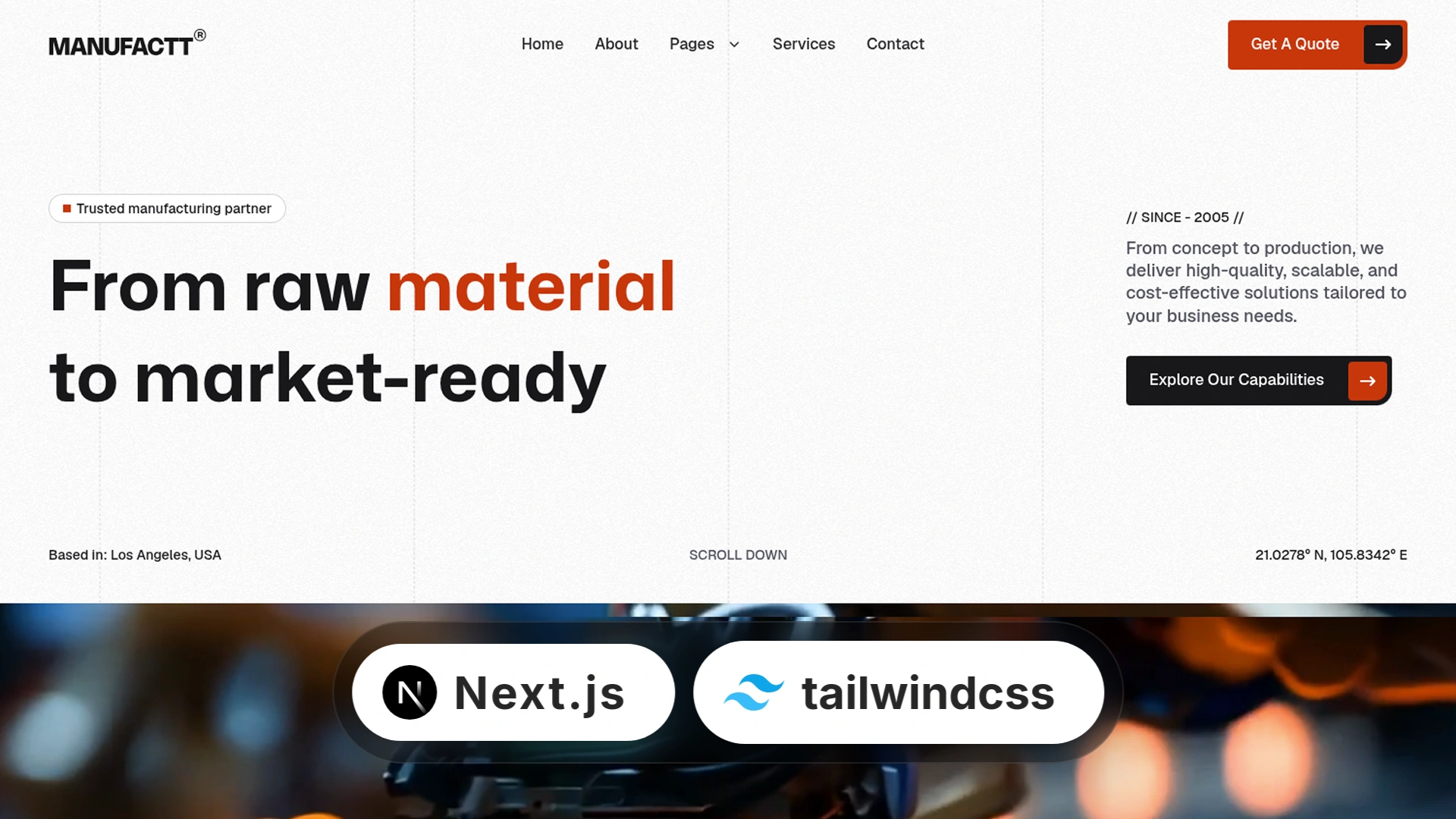 Manufactt - Manufacturing Services Next.js 16 & Tailwind CSS 4 Template