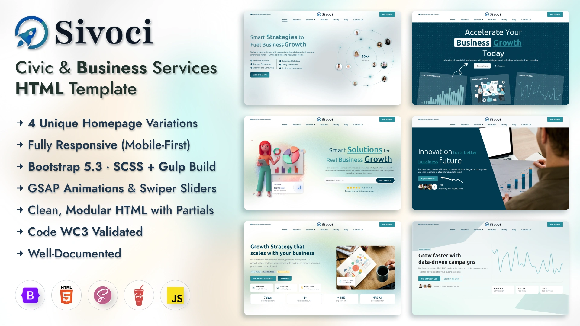 Sivoci - Business Website Template Modern Corporate Company Design