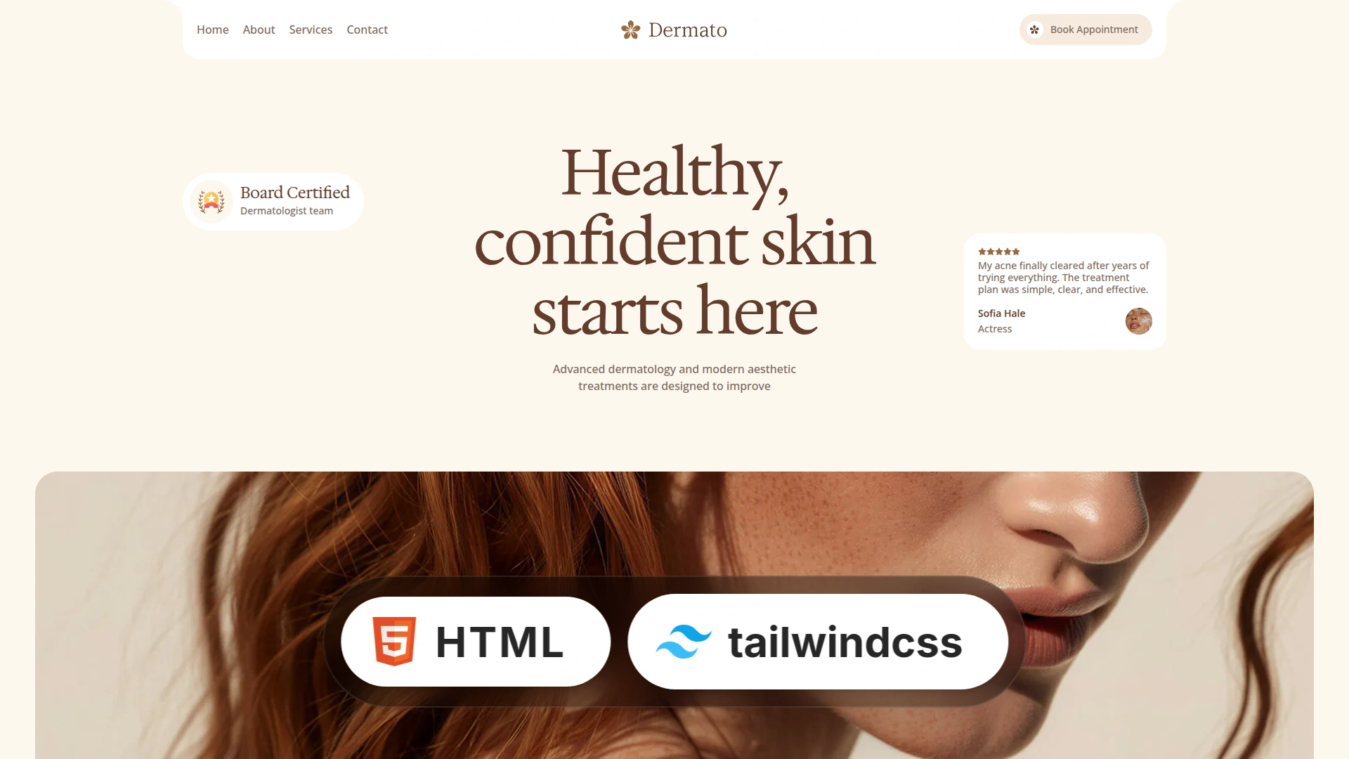 Dermato - Dermatology & Aesthetic Clinic Tailwind CSS 4 Template