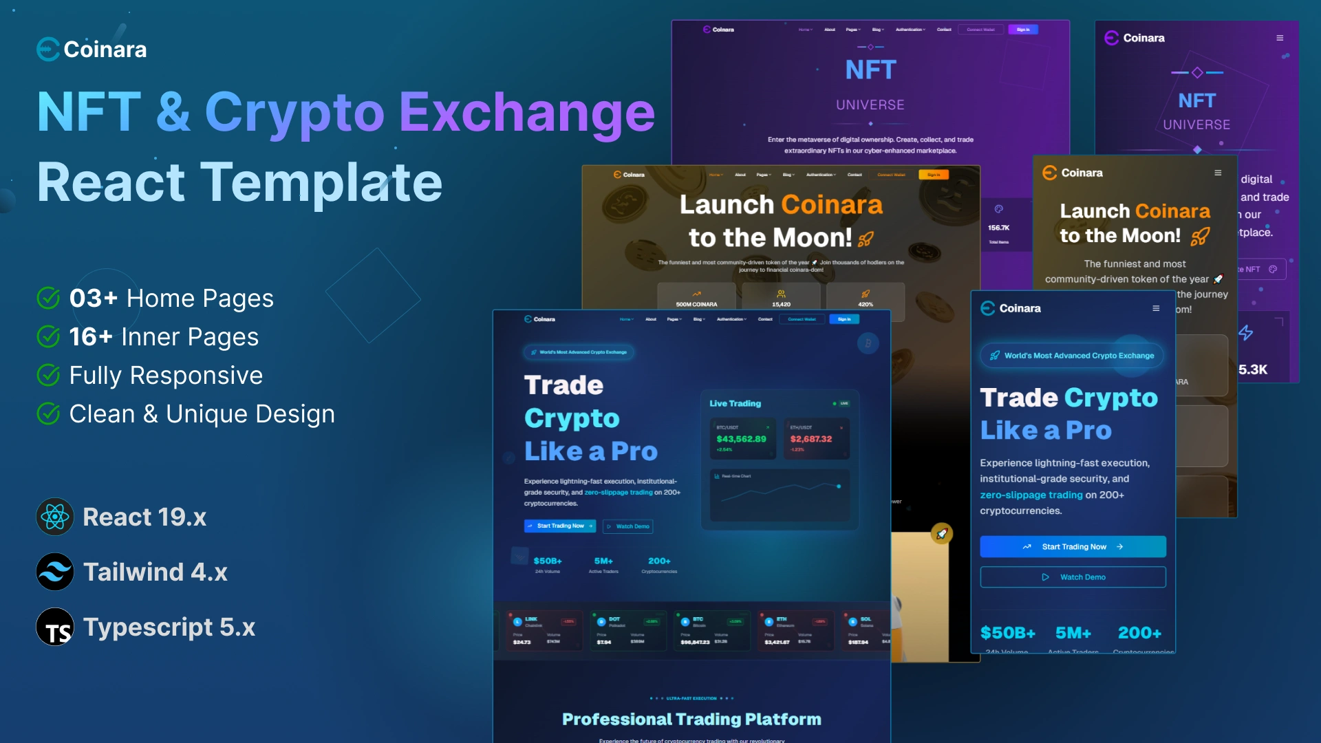 Coinara - NFT & Crypto Exchange React Template