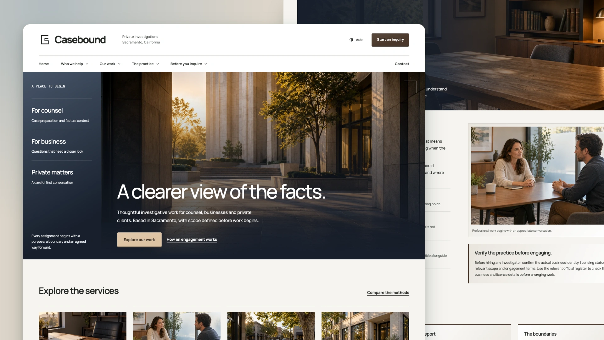 Casebound - Private Investigation Firm HTML Website Template