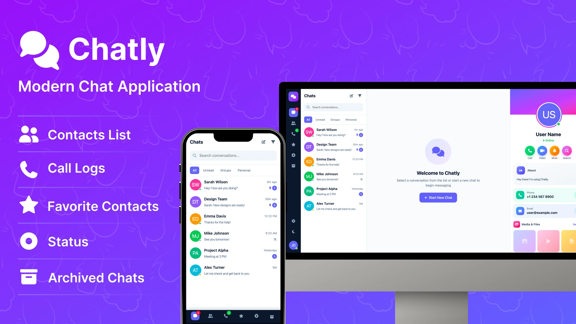 Chatly - Modern Chat Application HTML Template