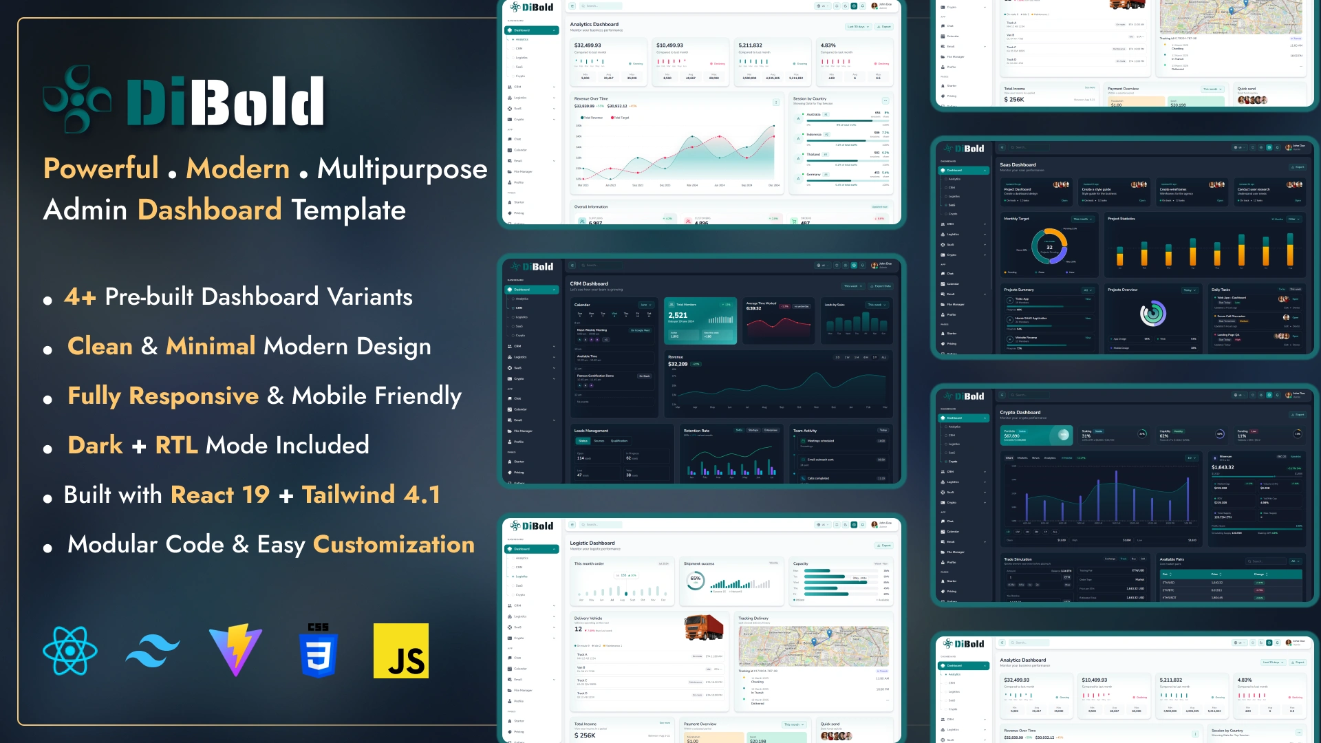 DiBold - React 19 & Tailwind CSS 4 Admin Dashboard Template
