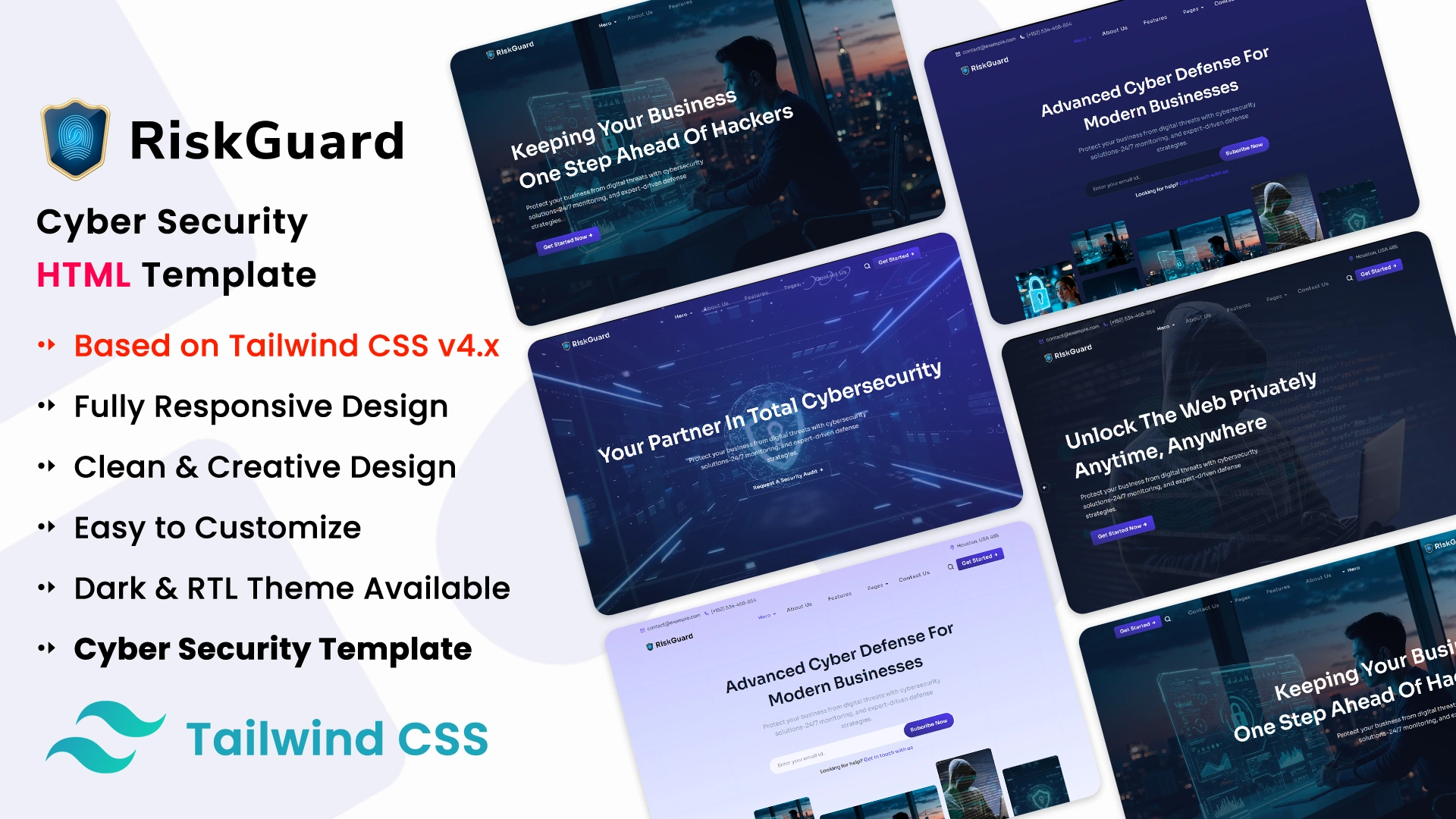 RiskGuard - Cyber Security Services HTML Template