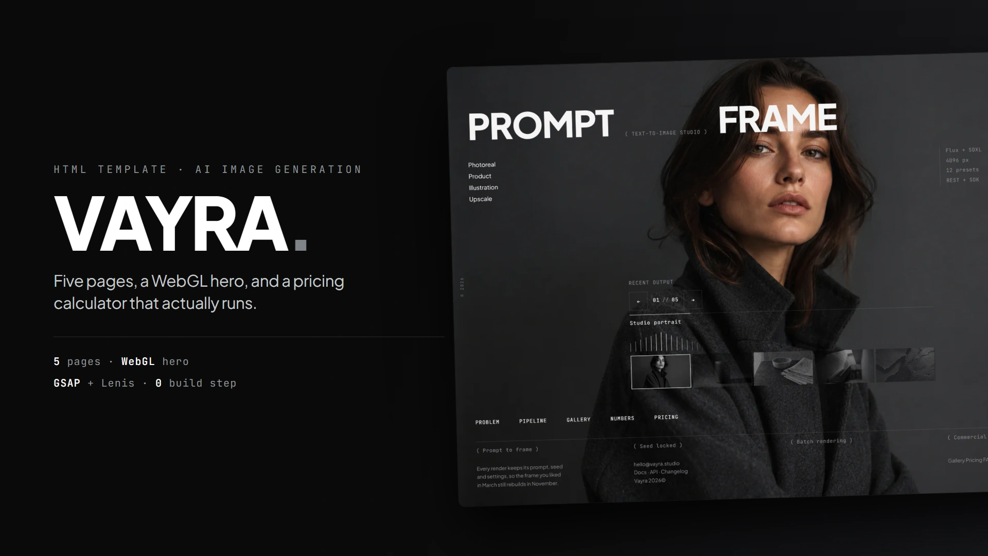 Vayra - AI Image Generation Landing HTML Template