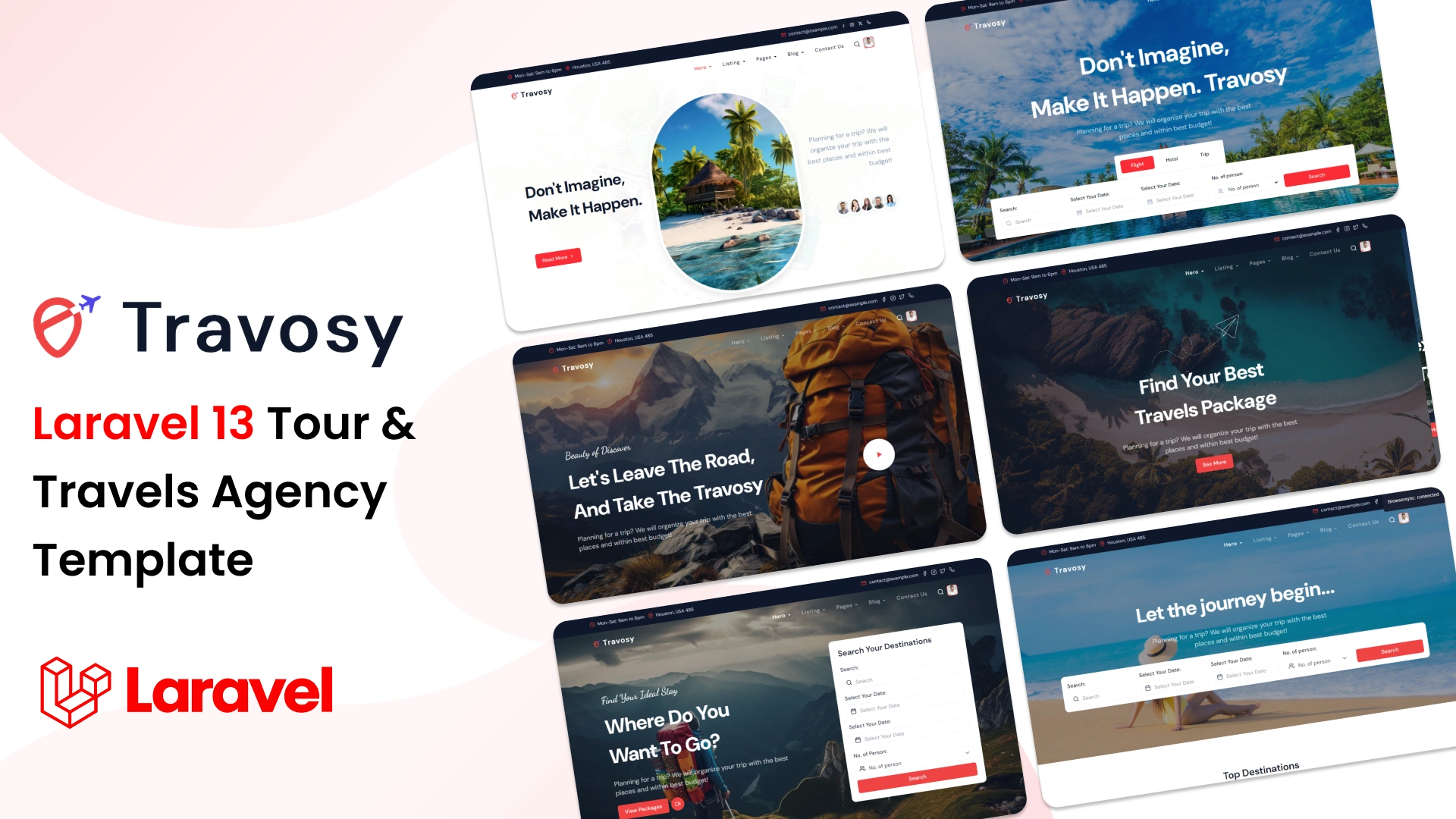 Travosy - Laravel 13 Tour & Travel Agency Template