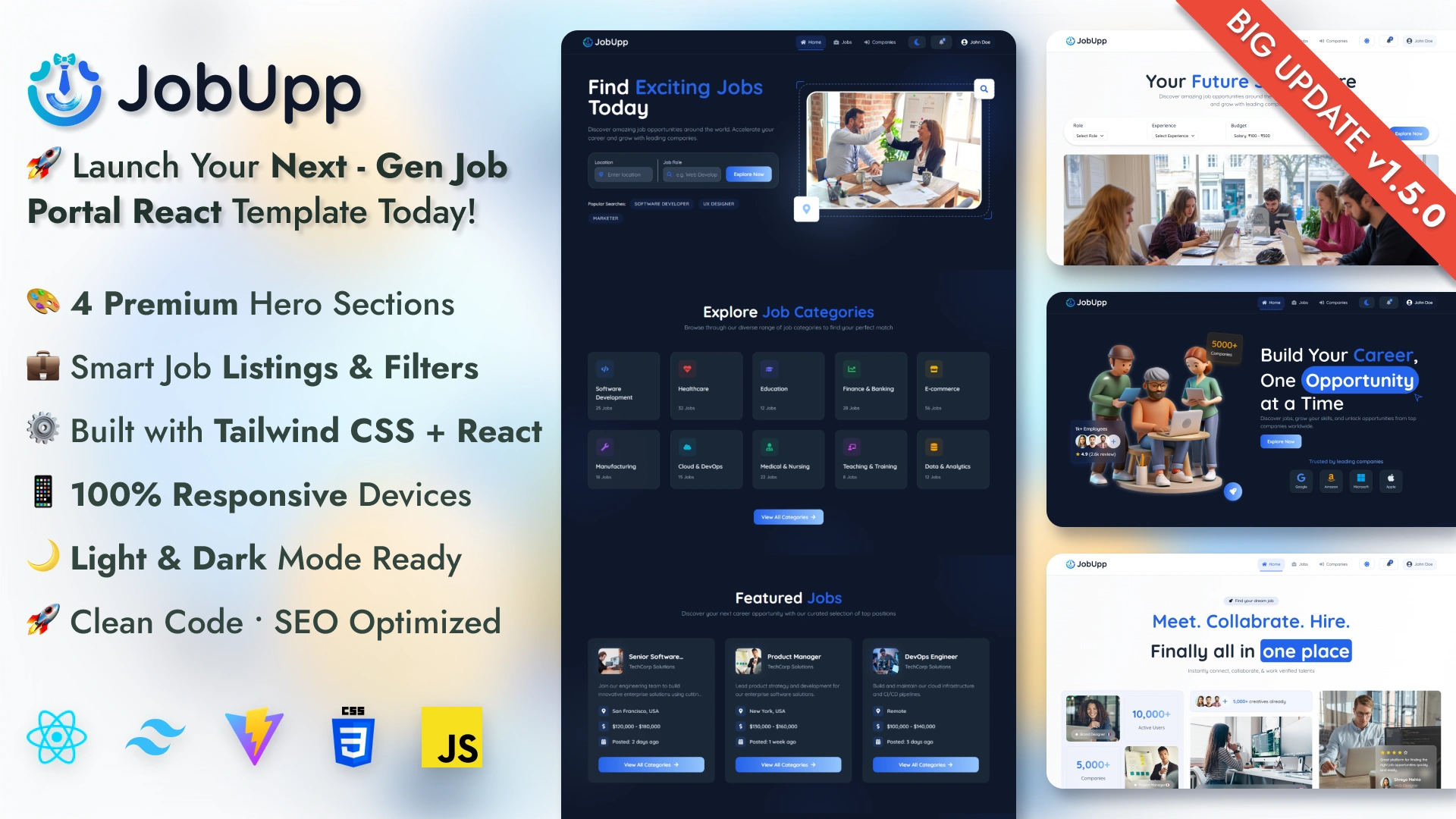 JobUpp - Job Portal Website Template Modern Job Board Platform