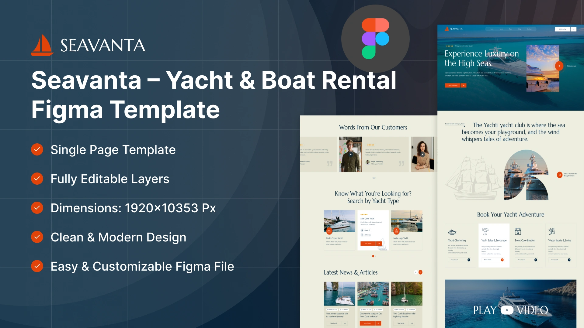 Seavanta - Yacht & Boat Rental Figma Template