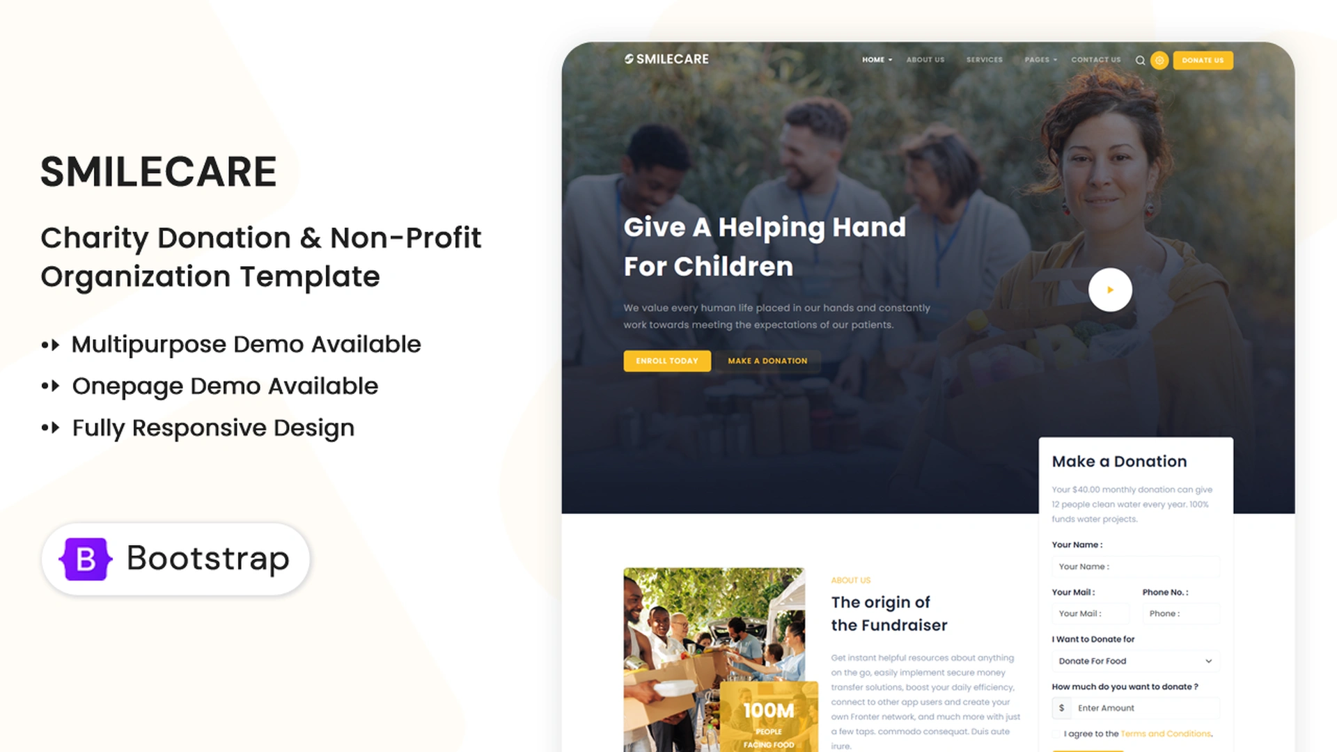 Smilecare - Charity Donation & Non-Profit Organization HTML Template