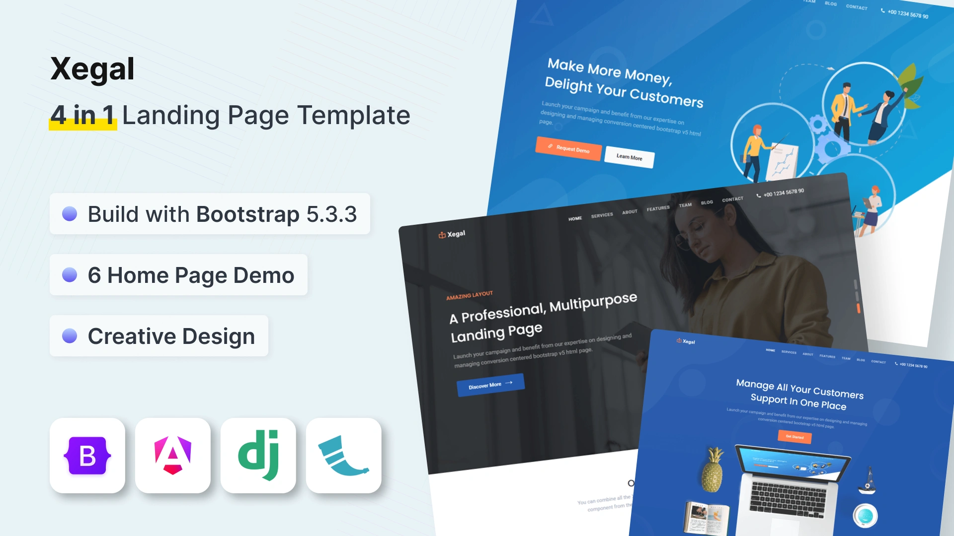 Xegal - 4 in 1 Landing Page Template