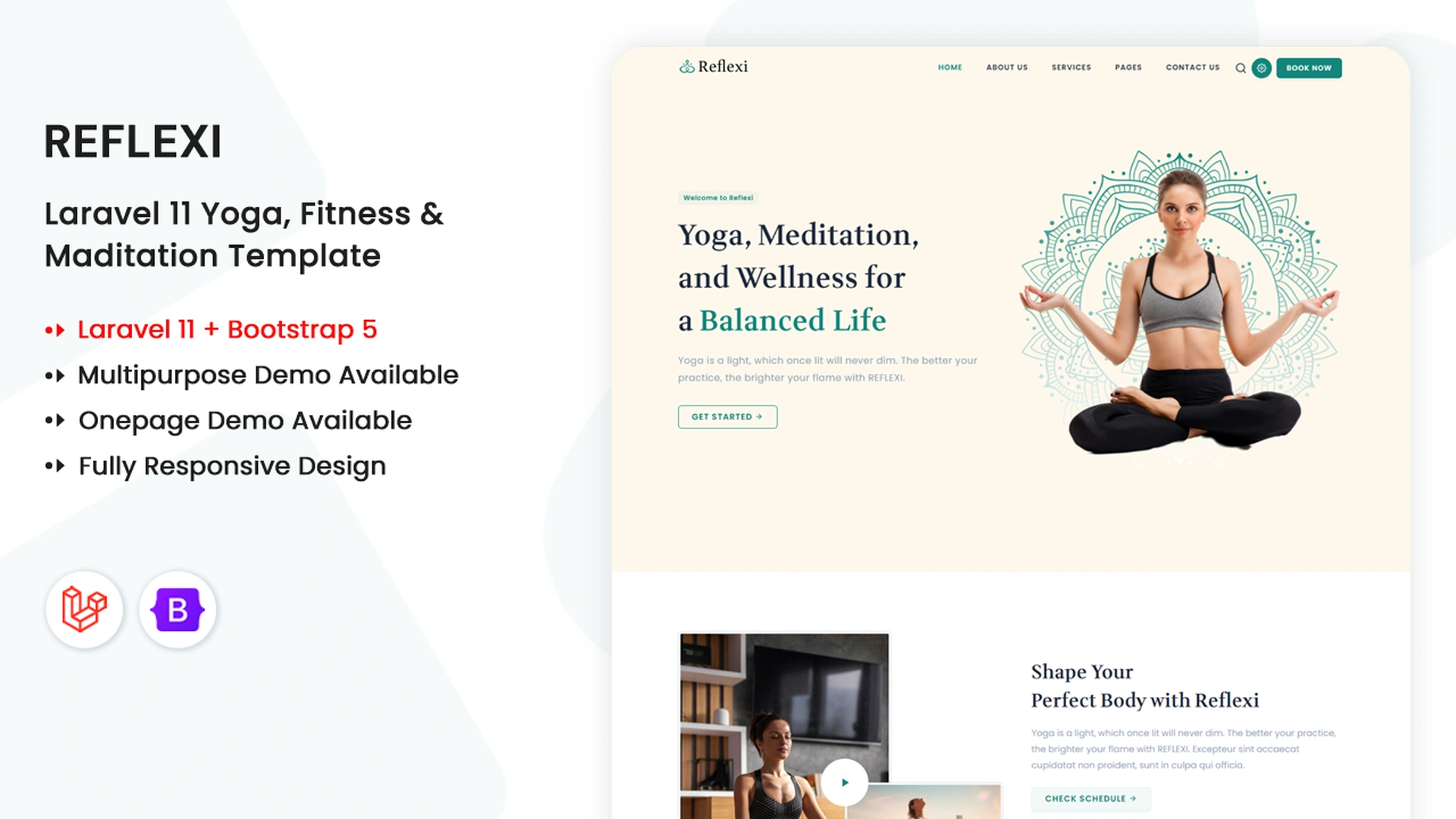 Reflexi - Laravel 11 Multipurpose Yoga, Fitness & Meditation Template