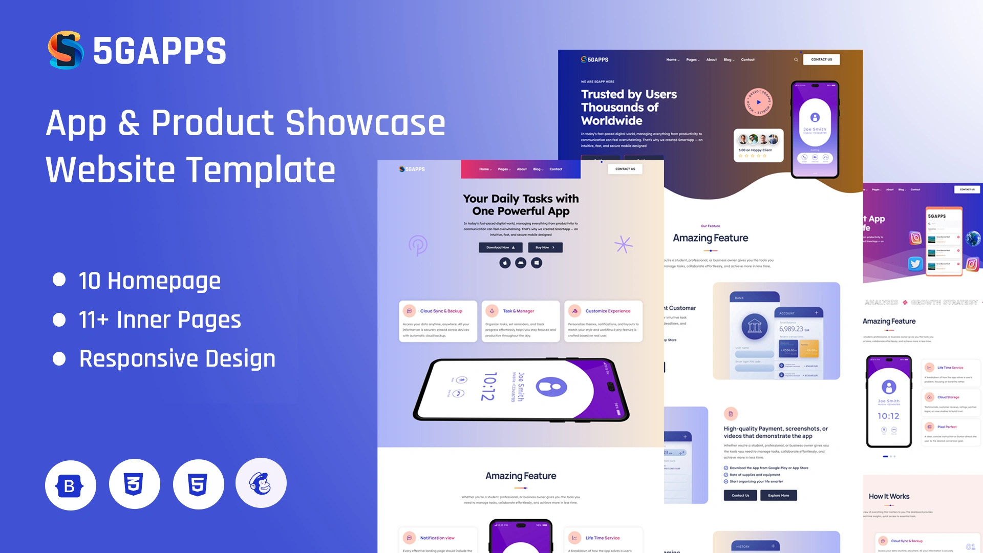 5gapps - Mobile App & Product Showcase Website Template