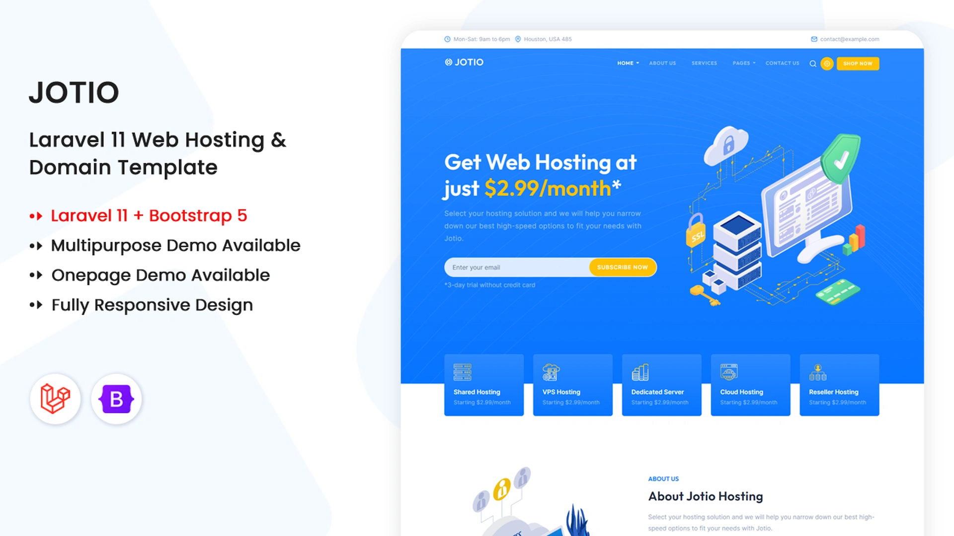 Jotio - Laravel 11 Web Hosting & Web Server Multipurpose Template