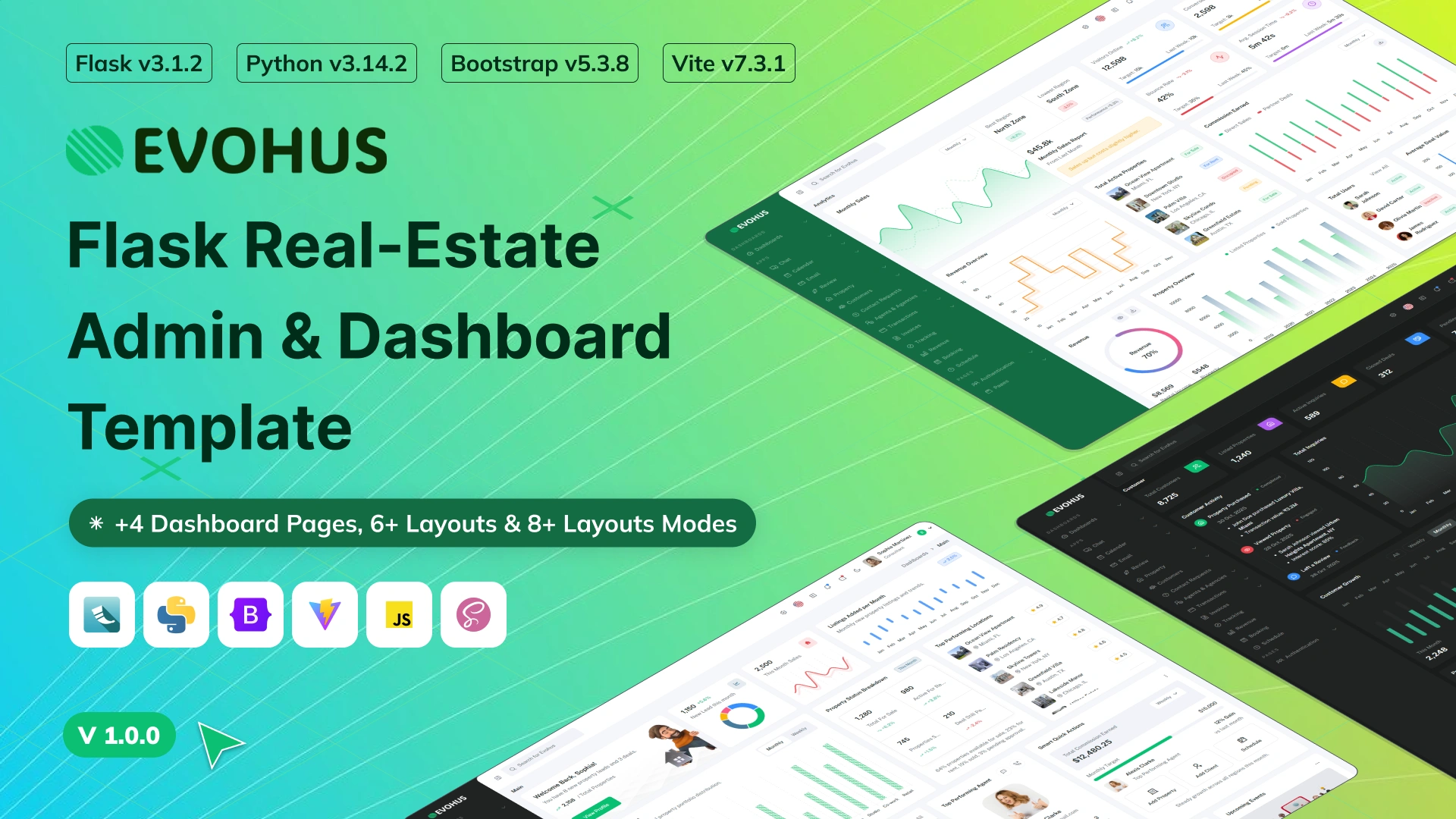 Evohus - Flask Real-Estate Admin & Dashboard Template
