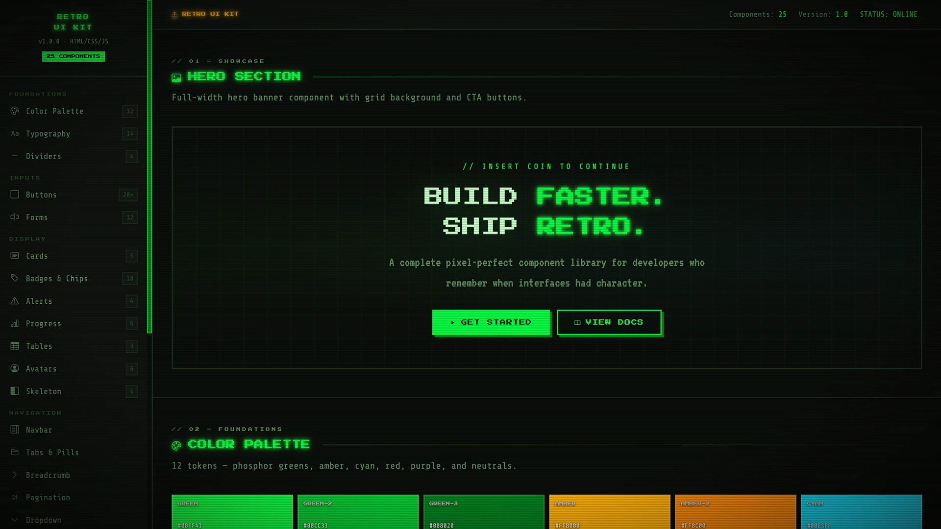 Retro UI Kit - UI Elements & Starter Templates