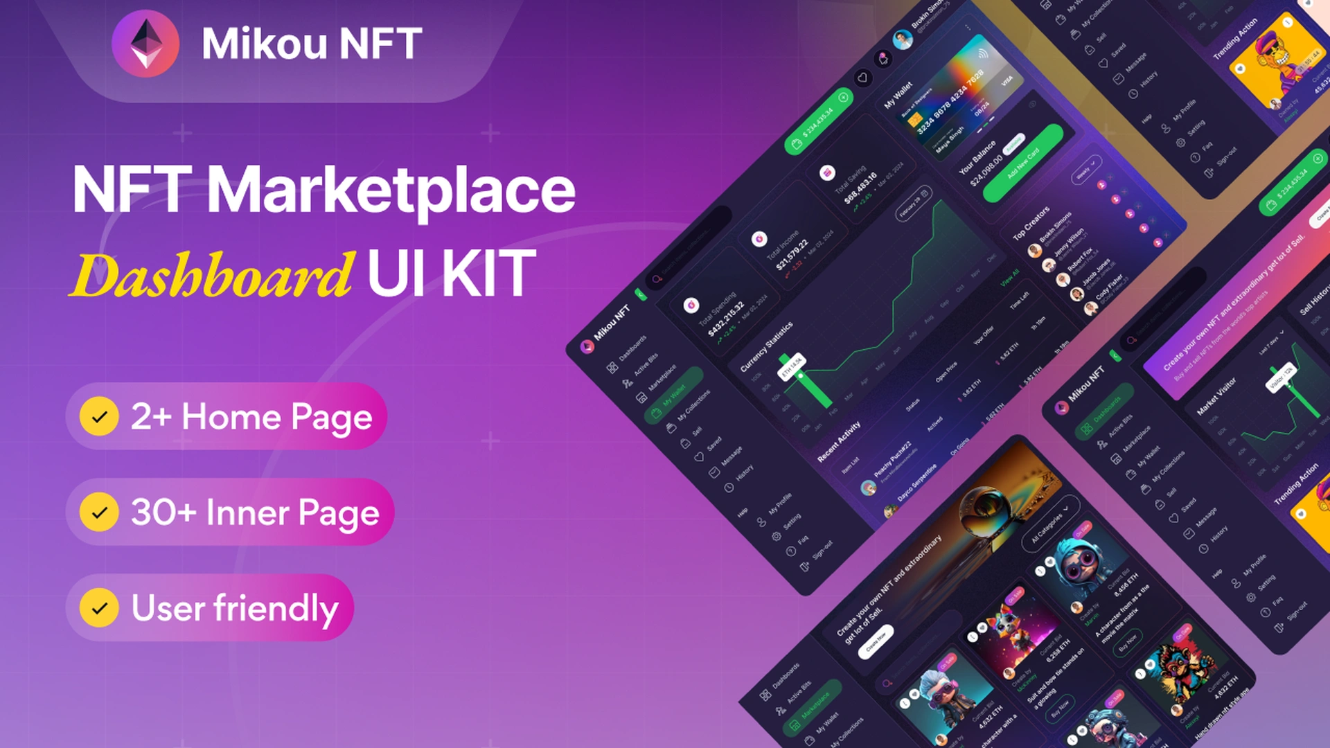 Mikou - NFT Marketplace Dashboard Figma UI Tempalte