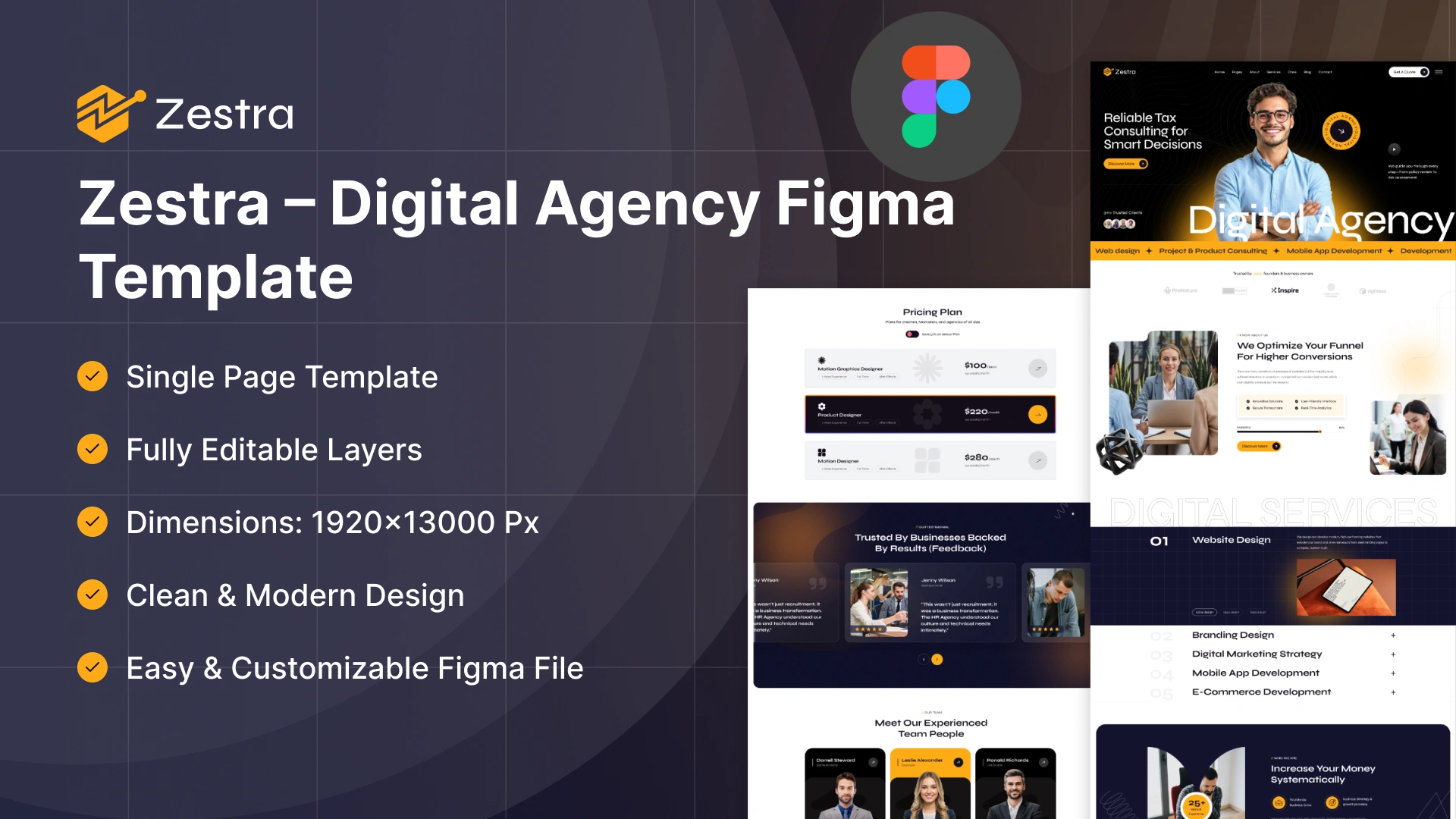 Zestra - Digital Agency & Web Services Figma Template