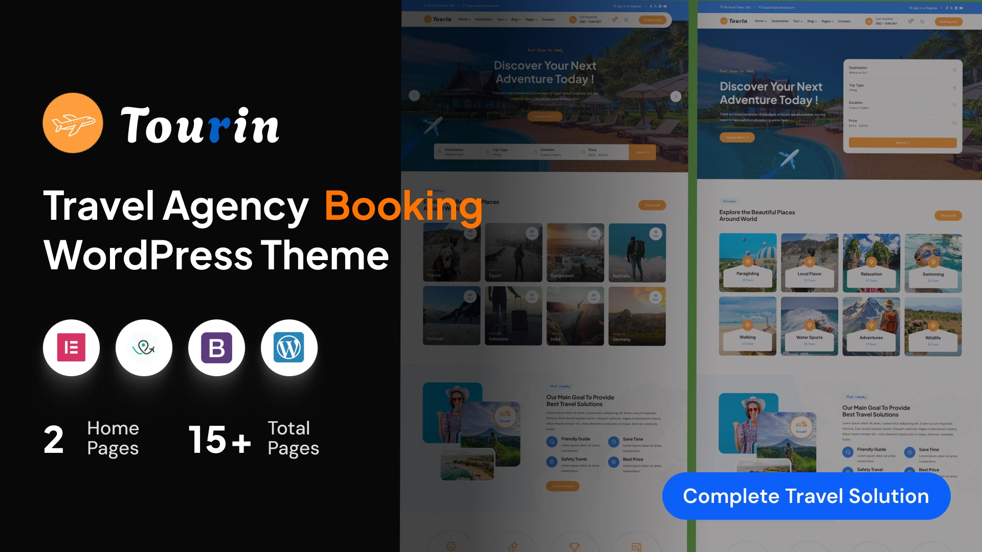 Tourin - Hotel Booking & Travel Tour WordPress Theme