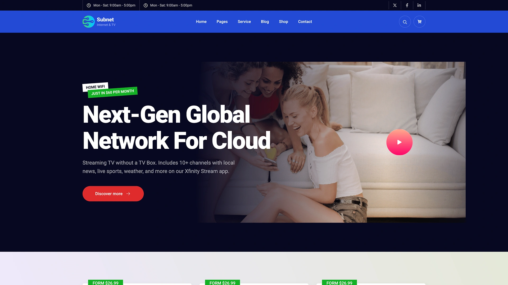 Subnet - Broadband TV & Internet Services WordPress Theme