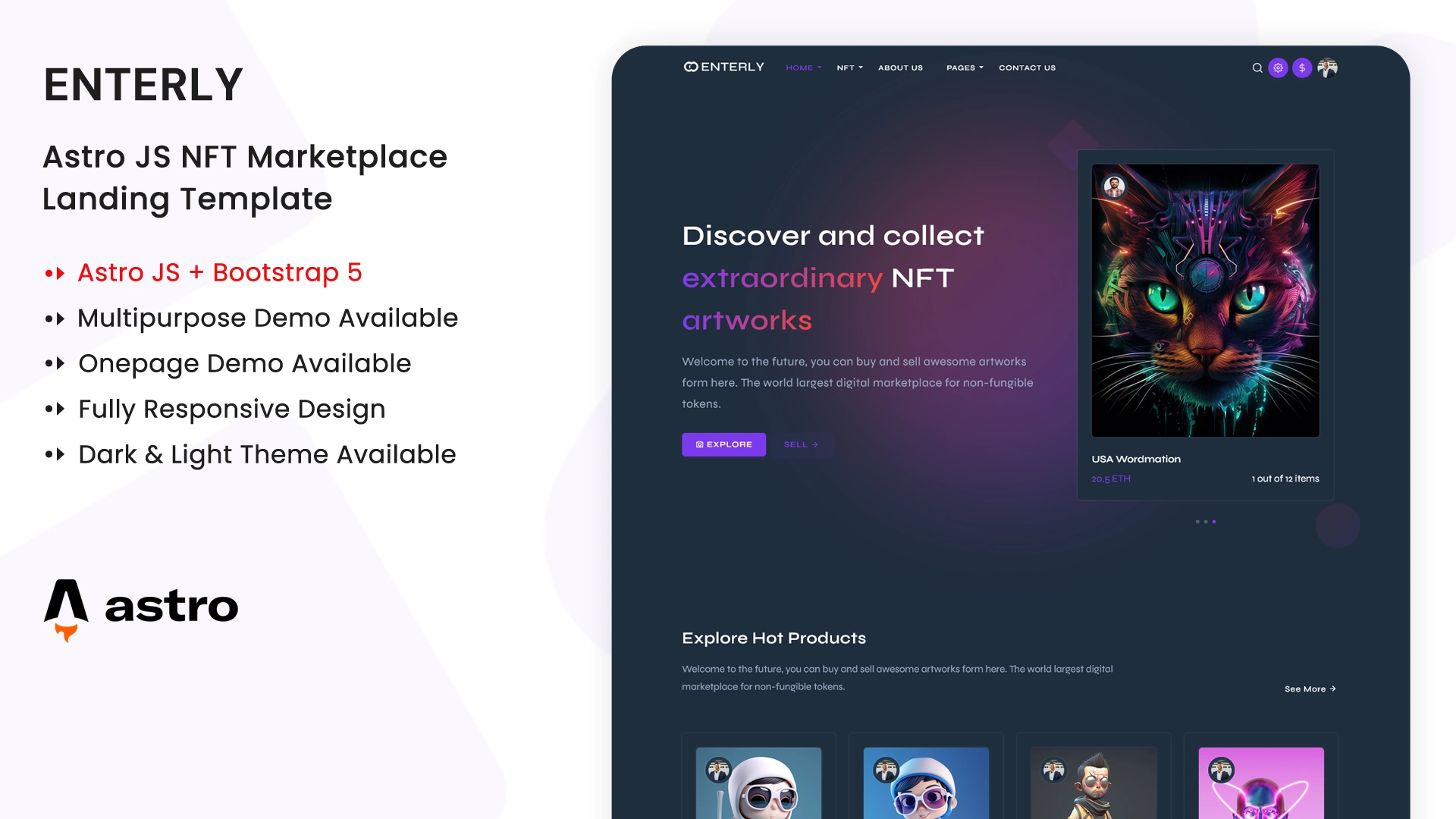 Enterly - Astro NFT Marketplace Template