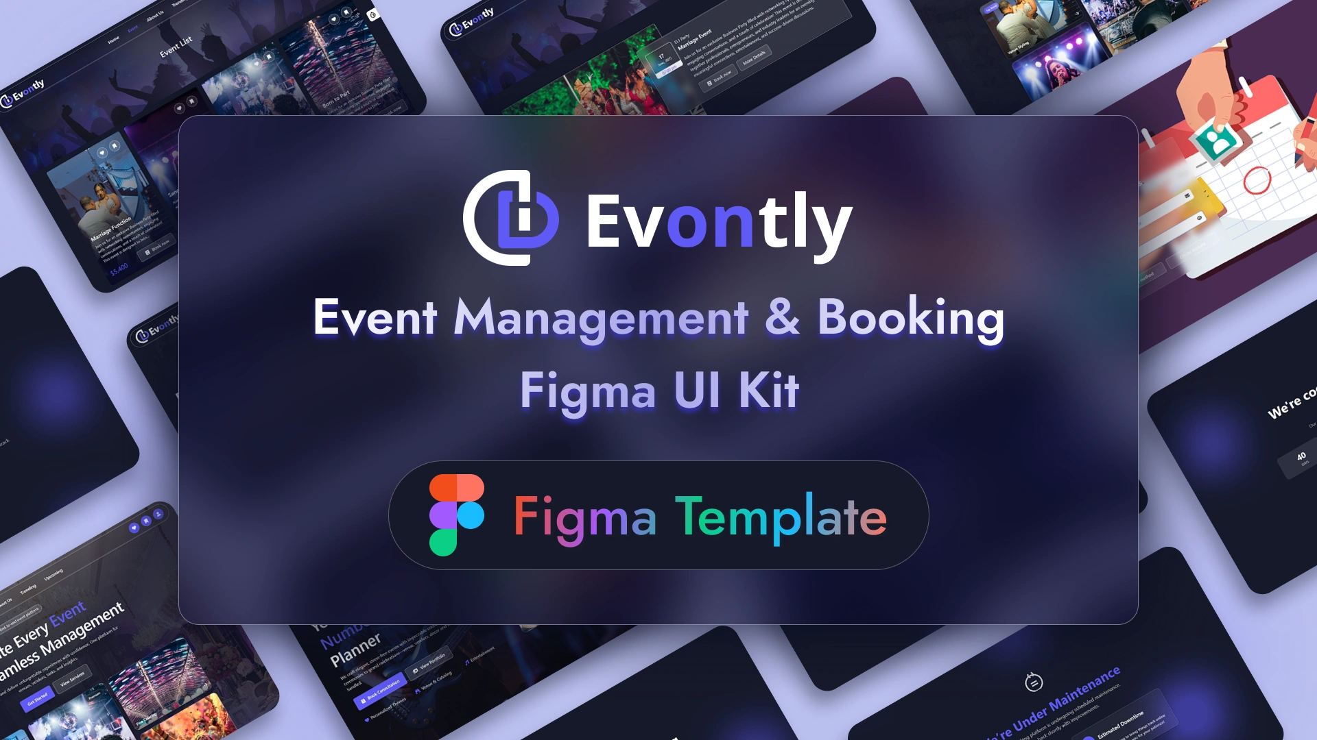 Evontly - Event Management Website Template Modern Booking System Figma UI Kit