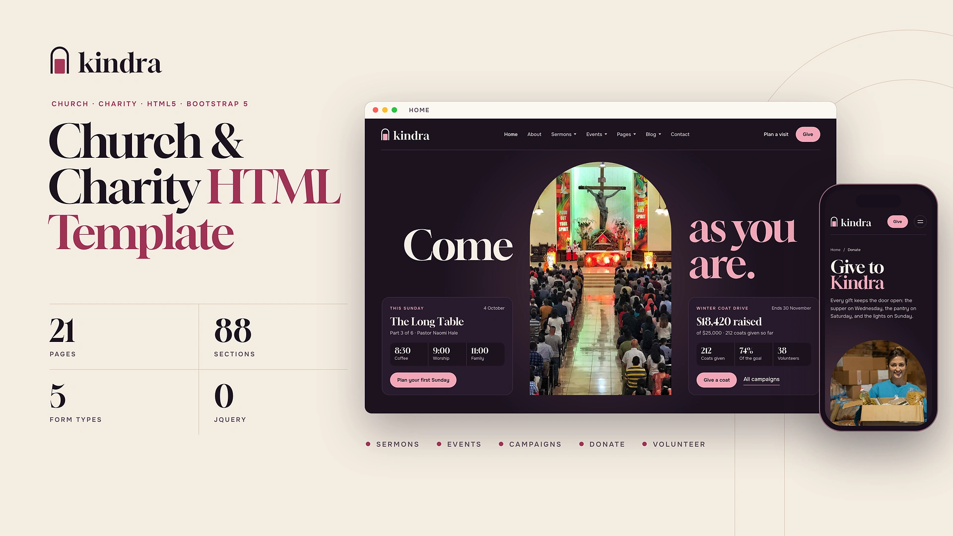 Kindra - Church & Charity HTML Template