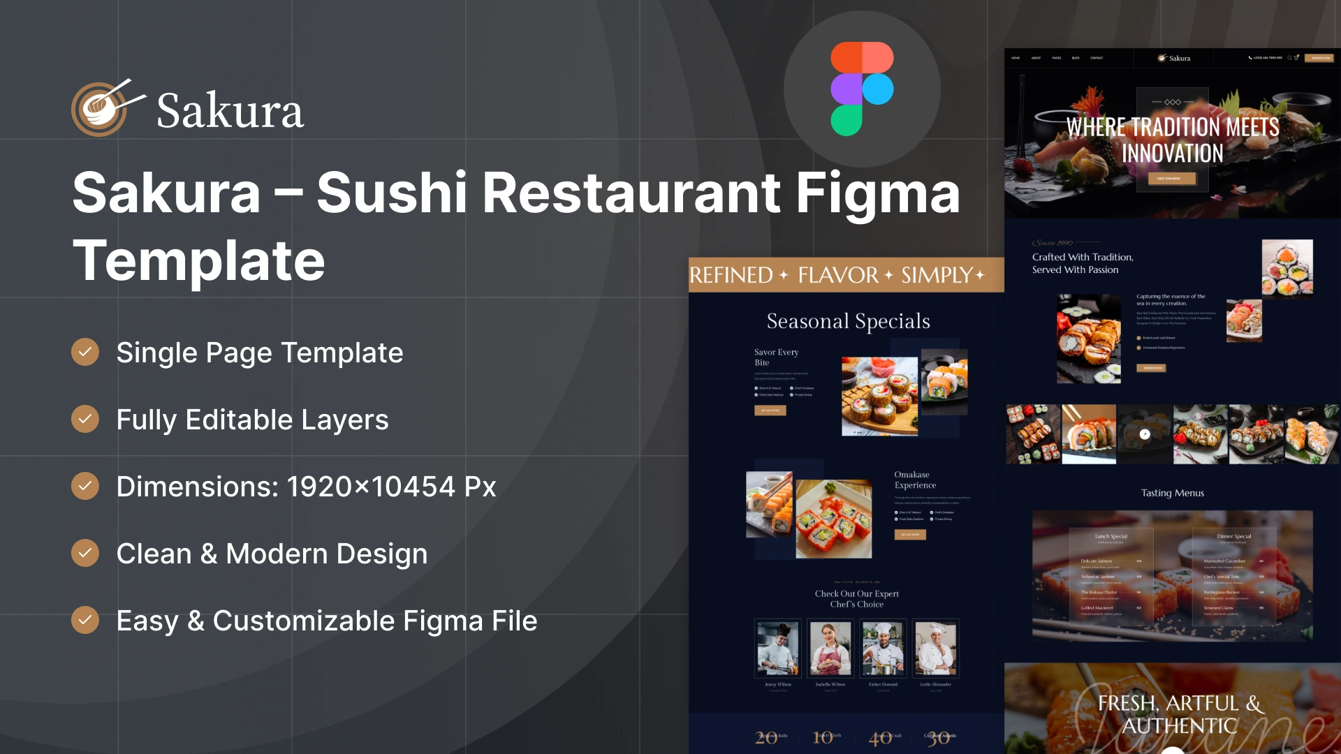 Sakura - Sushi Restaurant & Omakase Figma Template