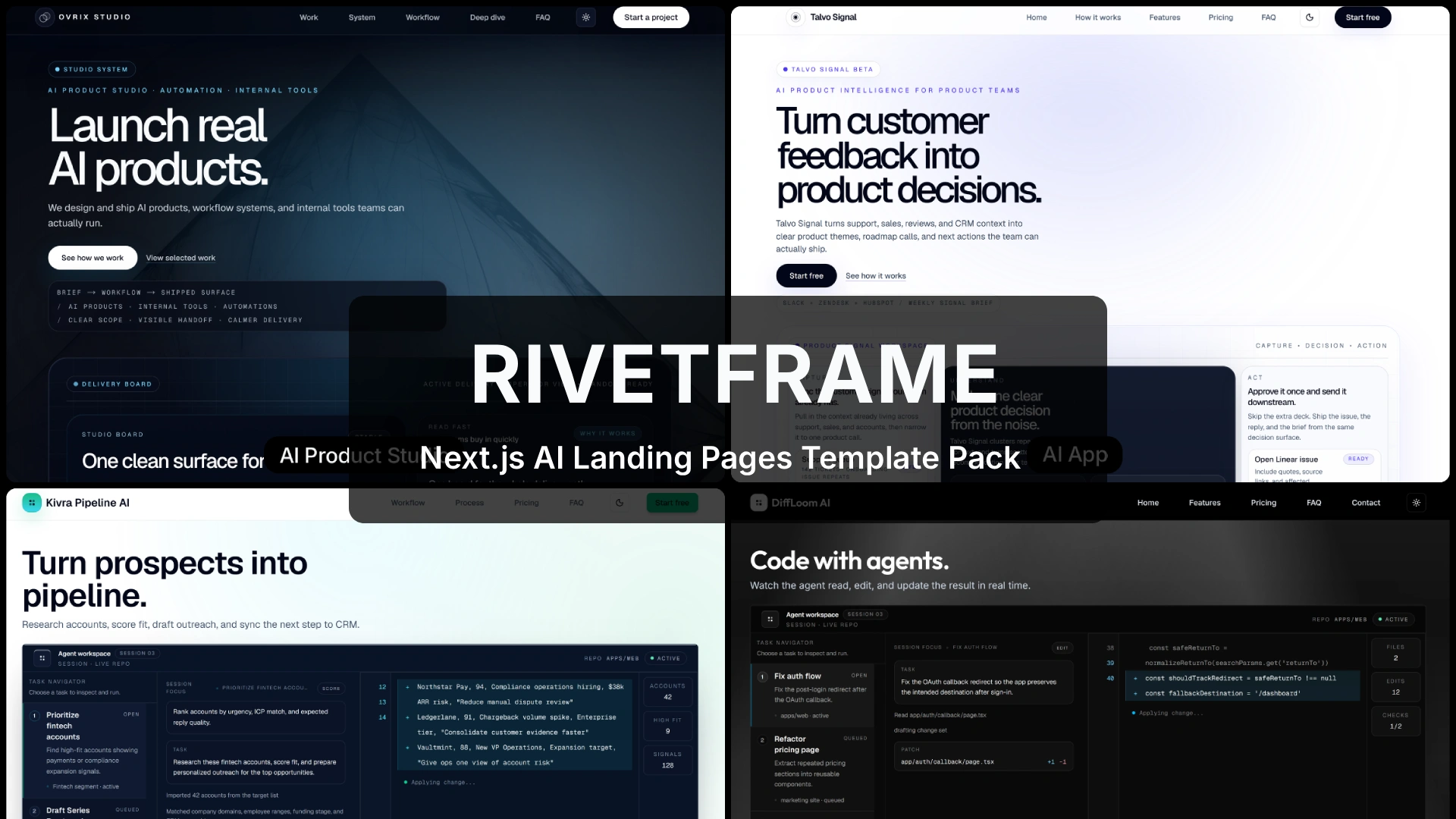 Rivetframe - Next.js AI Landing Page Template Pack