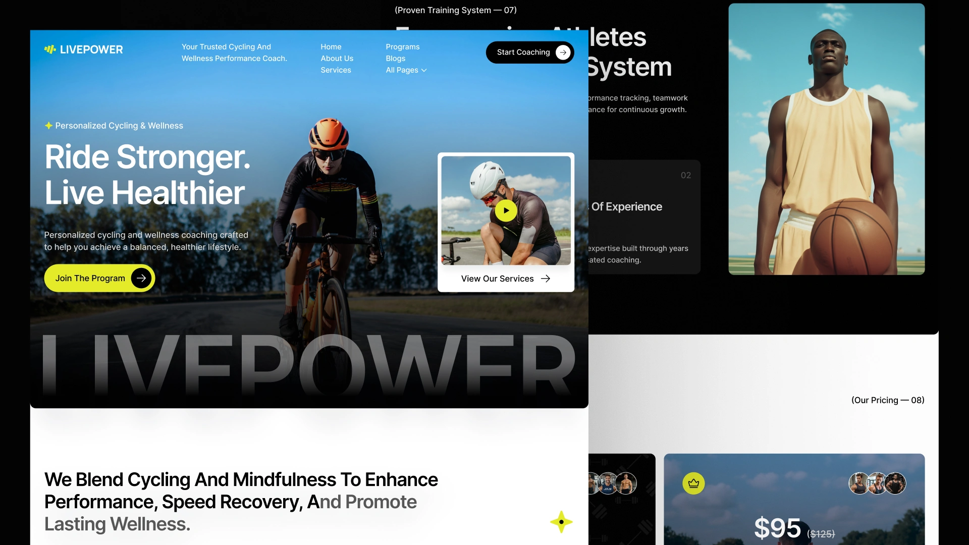 Livepower - Wellness, Cycling, Gym & Coaching Framer and Figma Template