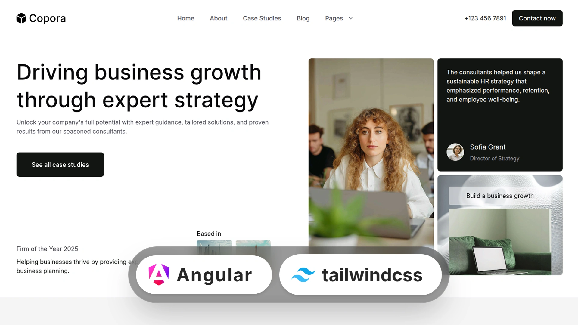 Copora - Business Consulting & Corporate Angular 22 Tailwind CSS Template