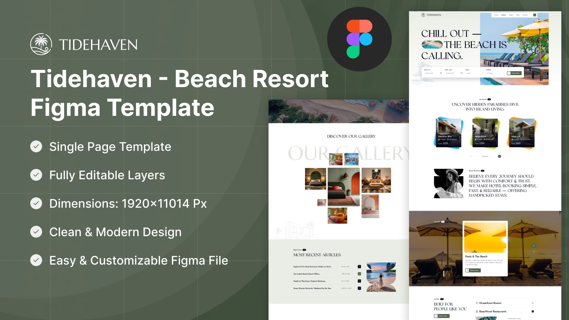 Tidehaven - Beach Resort & Hotel Figma Template