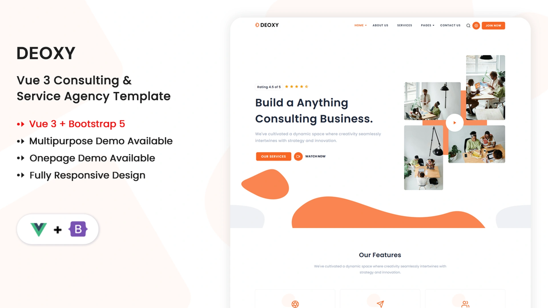 Deoxy - Vue.js Multipurpose Consulting & Service Agency Template