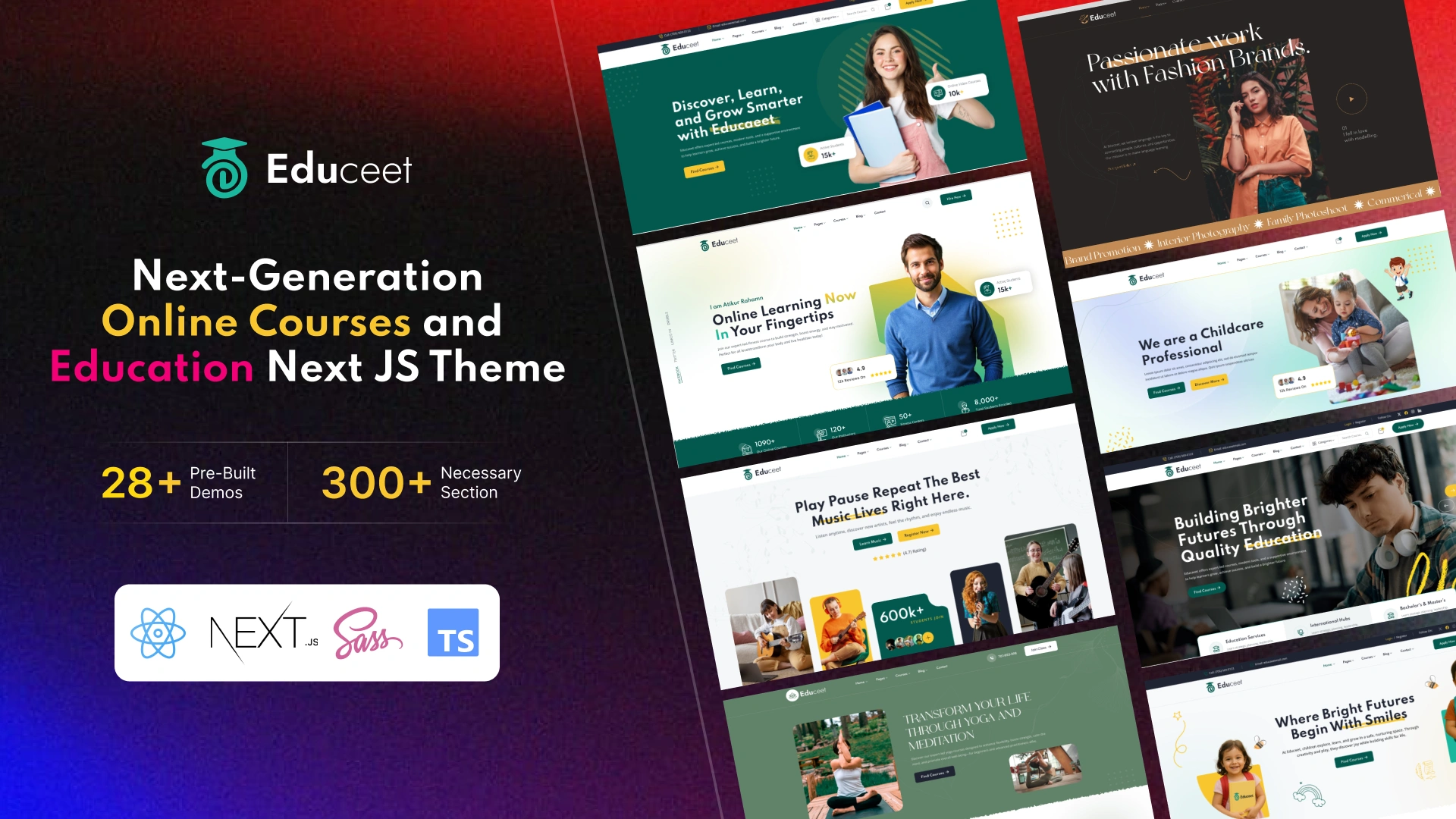 Educeet - University Online Courses School & Education Next.js Template