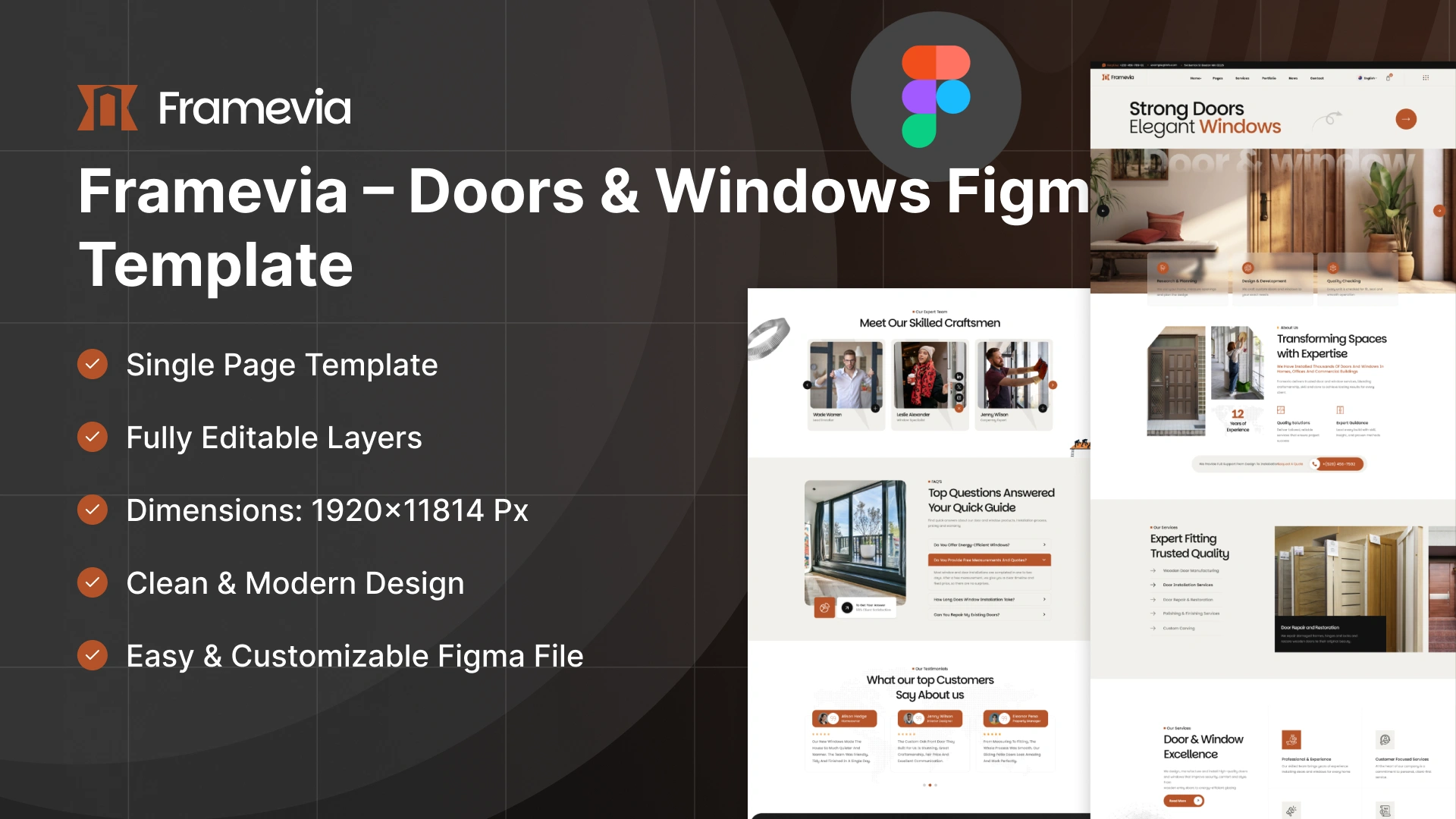 Framevia - Doors & Windows Company Figma Template