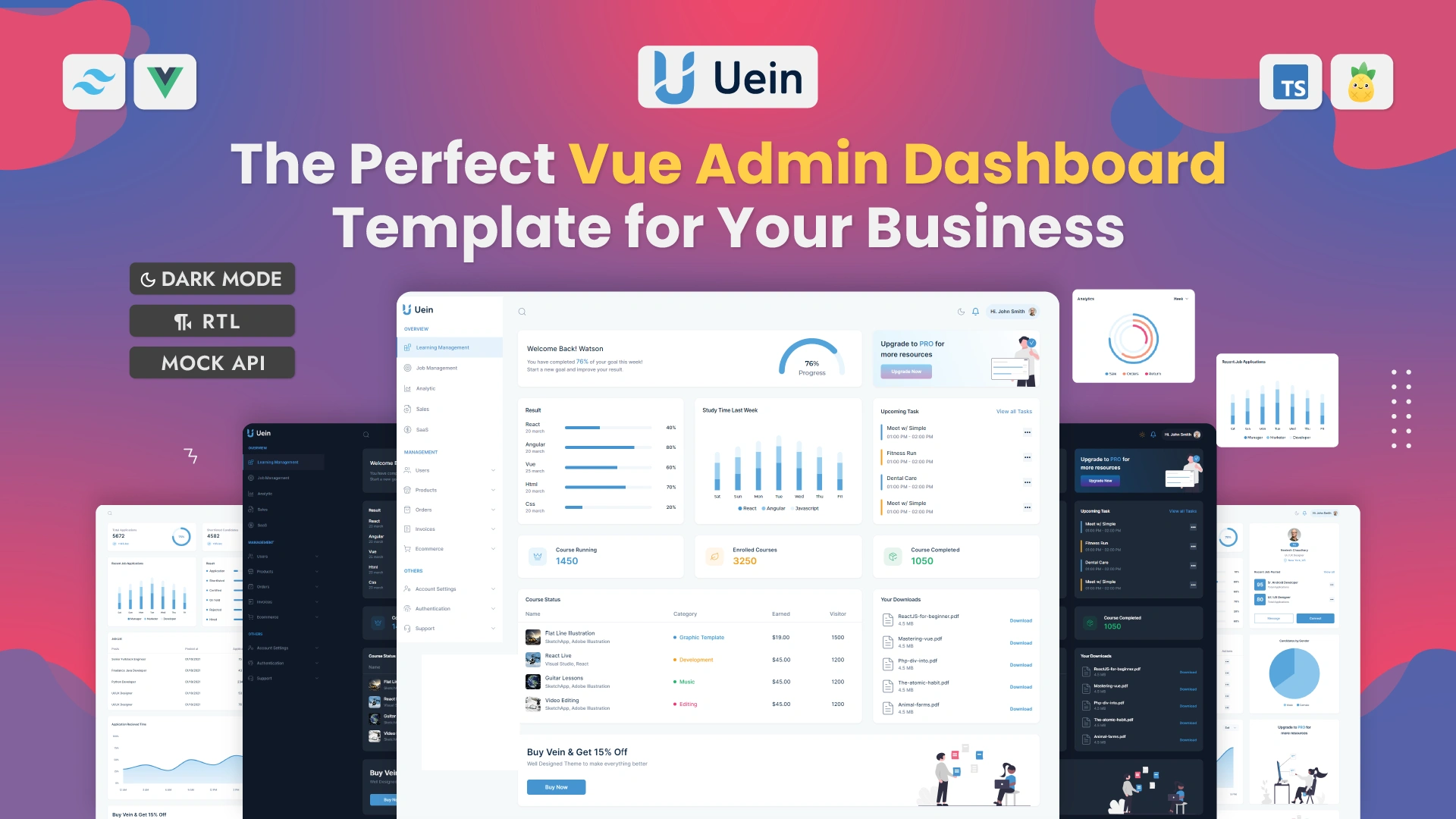 Uein - Vue 3 Admin Dashboard with ShadCN, TailwindCSS & TypeScript